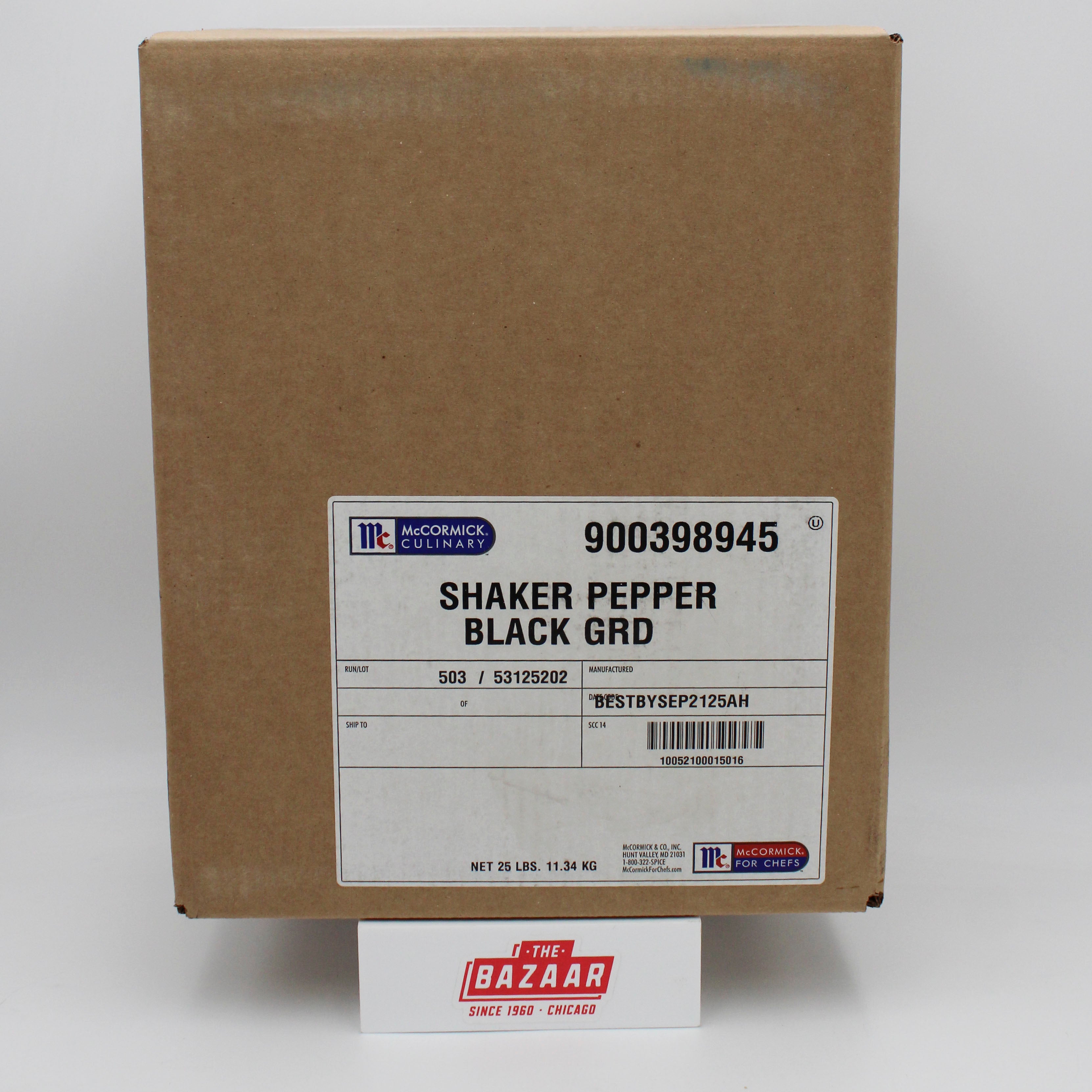 MCCORMICK CULINARY SHAKER GRD BLK PEPPER 25# BX BEST BY 7/23/25