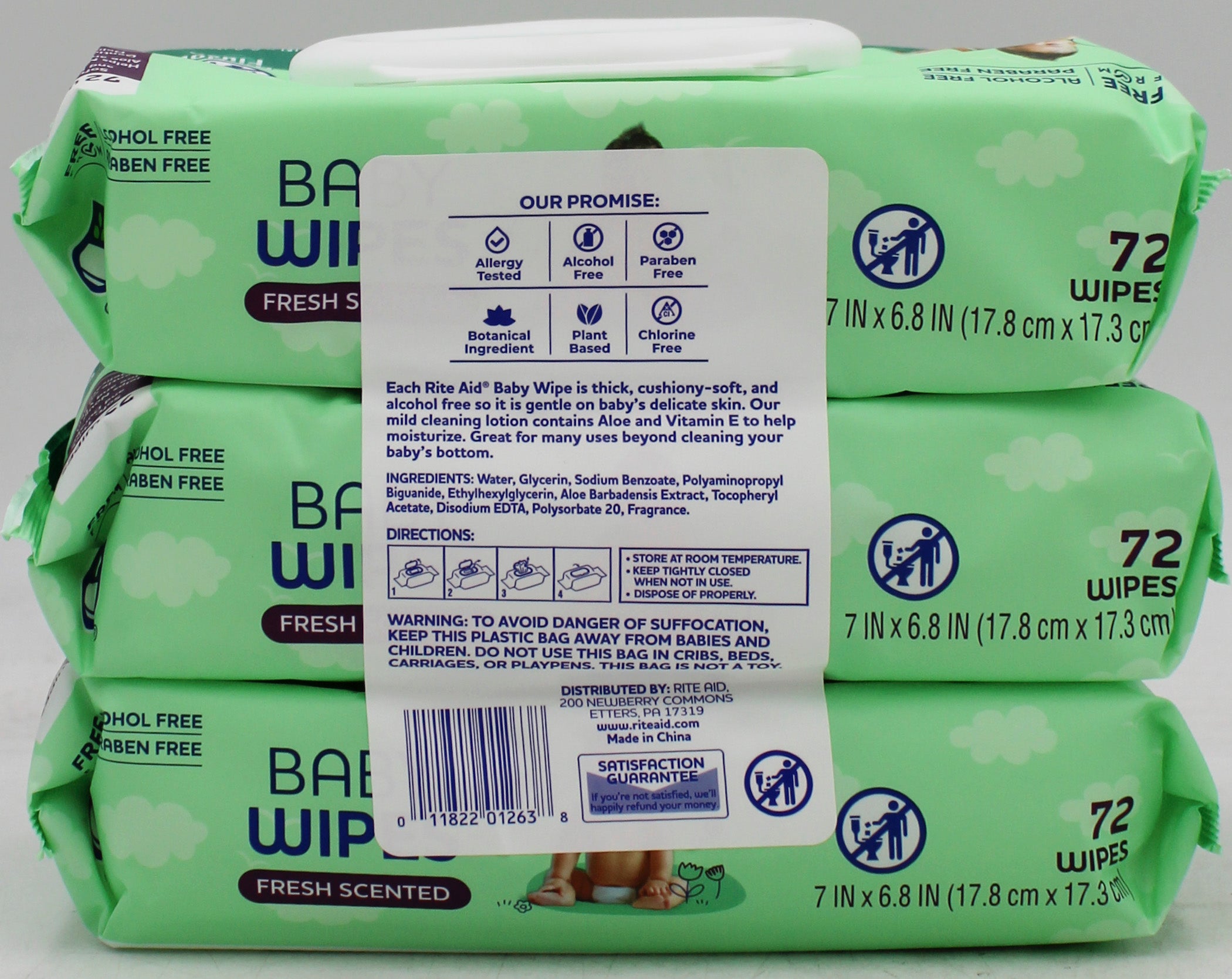 RITE AID BABY WIPES SCENTED 72CT 3PK