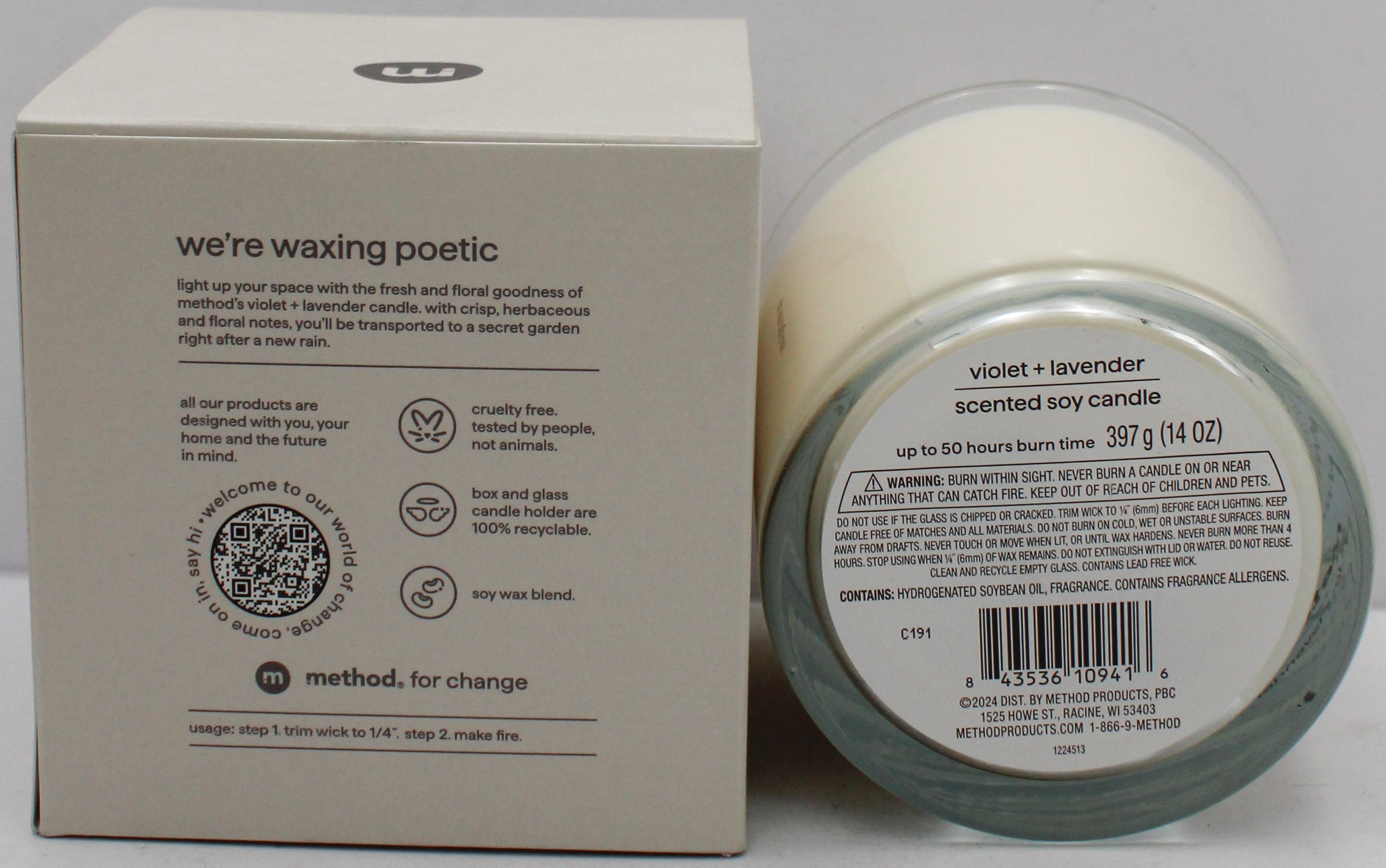 METHOD PREMIUM CANDLE VIOLET + LAVENDER 14oz. US