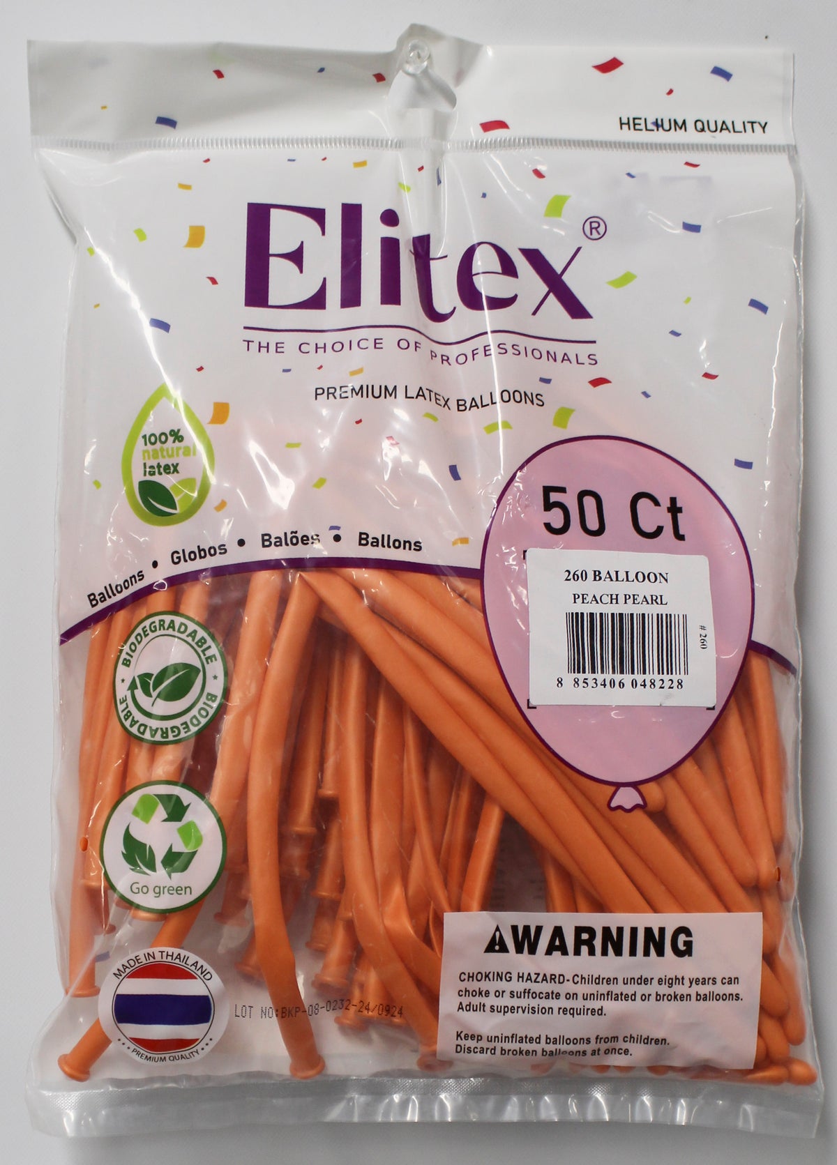 ELITEX 260" PEACH PEARL MODELLING BALLOON, 50 PACK
