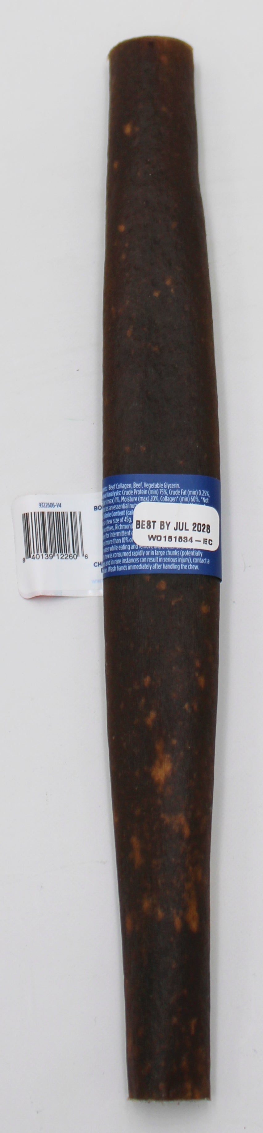 BARKWORTHIES 12" DHB COLLAGEN BEEF STICK 1PK BB 9/1/2027