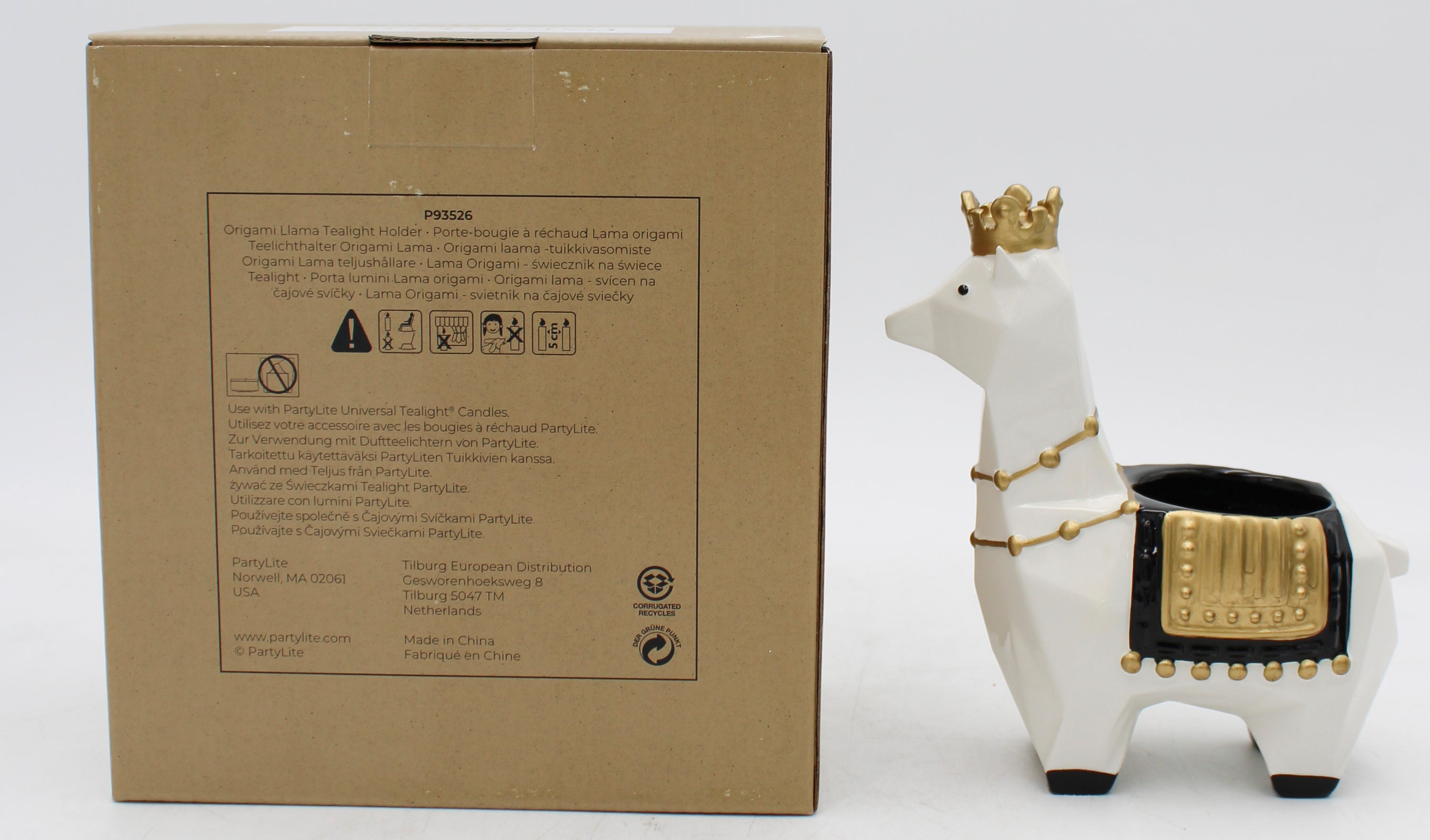 PARTYLITE ORIGAMI LLAMA TEALIGHT HOLDER 5"W x 6"H