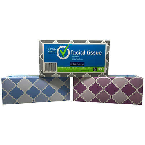 SMPLYDONE FACIAL TISSUE 160SHT-ASST