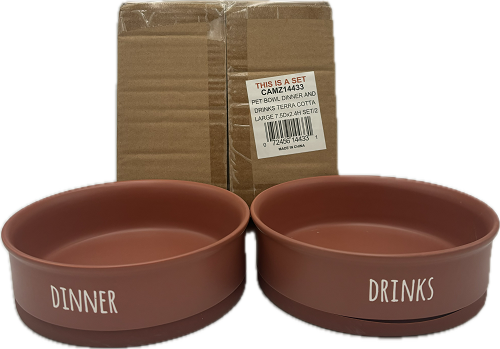 PET BOWL - DINNER AND DRINKS TERRA COTTA - LARGE 7.5Dx2.4H SET/2