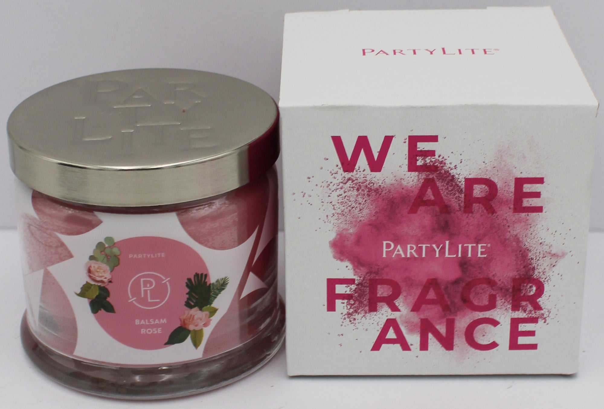 PARTYLITE BALSAM ROSE 3-WICK JAR CANDLE 13.2oz