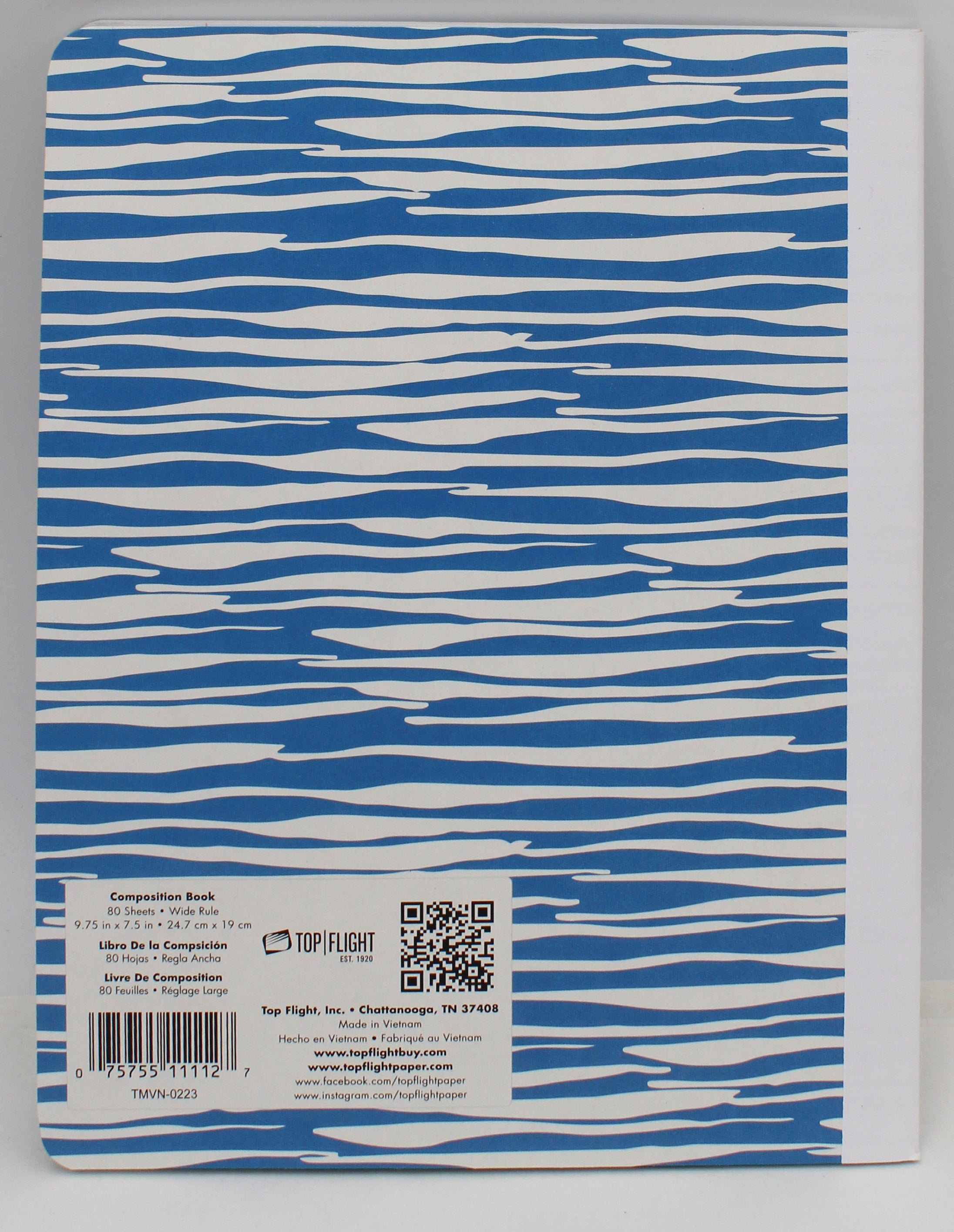 TOP FLIGHT FASHION BLUE COMPOSITION BOOK 80 SHEET 7.5" X 9.75"