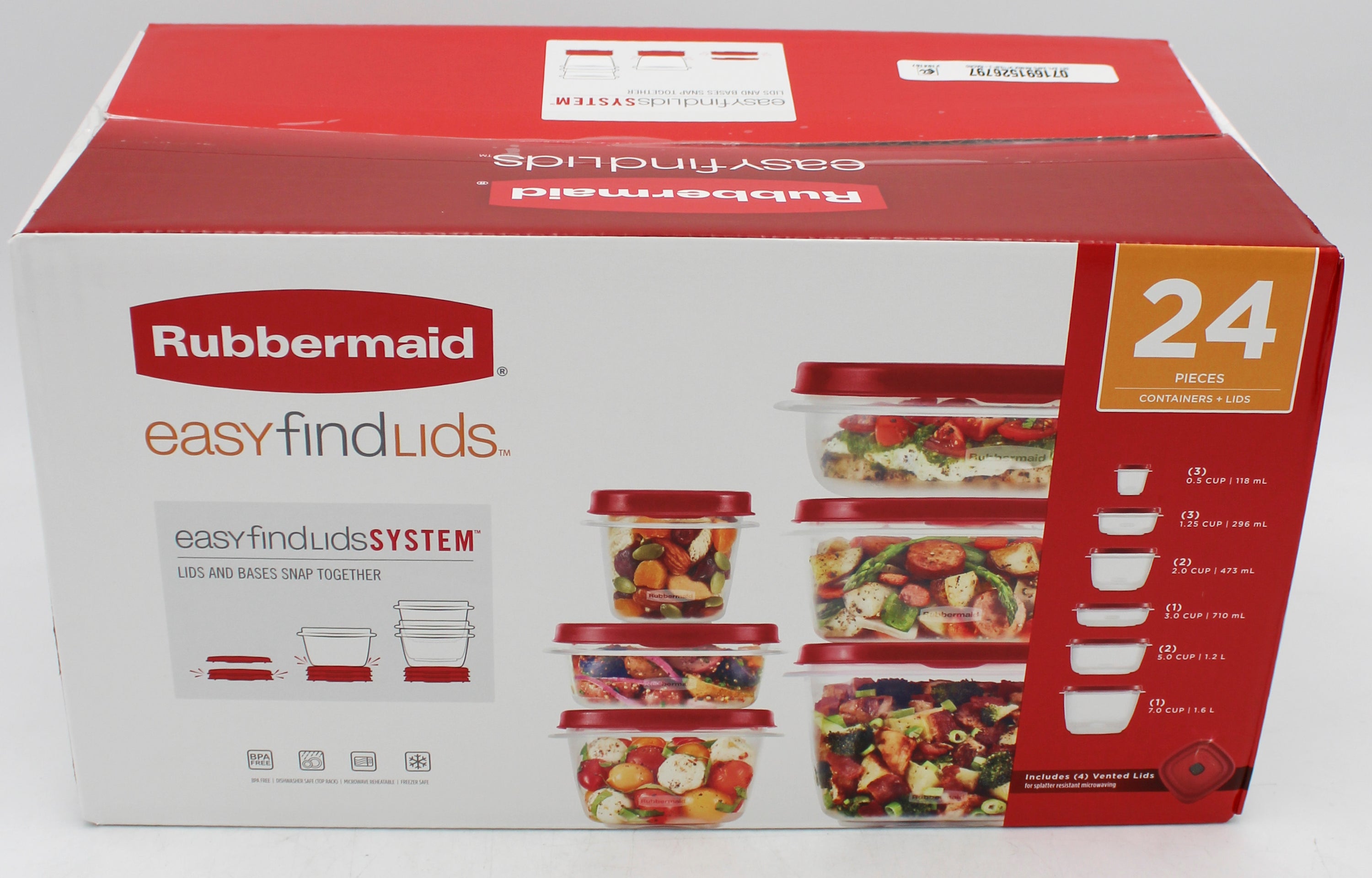 RUBBERMAID 24PC STORAGE WITH VENTS NI