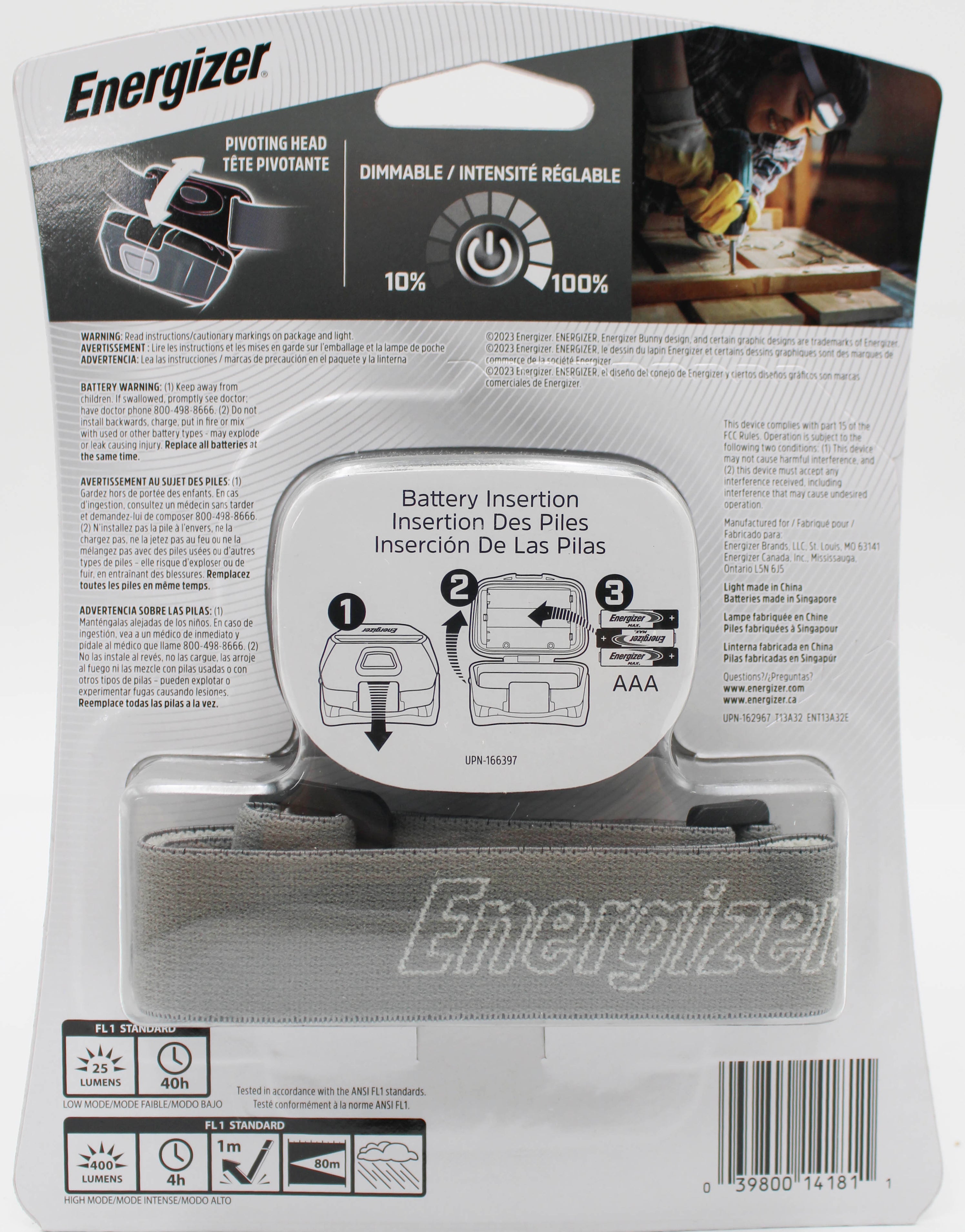 ENERGIZER MULTI COLOR LED HEADLAMP 400 LUMEN