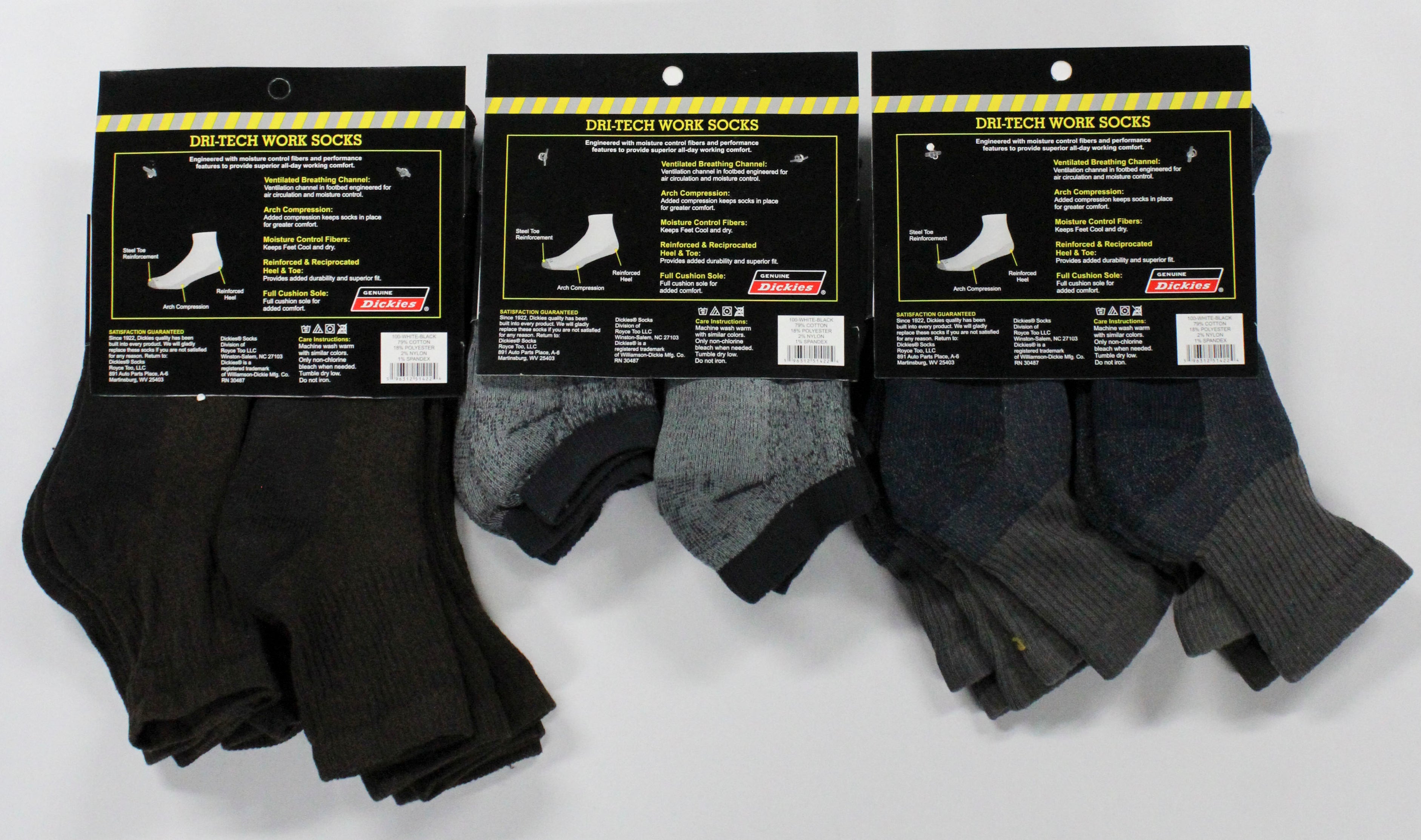 DICKIES MEN QUARTER SOCKS 5PK - ASSORTED (SHOE SIZE 6-12) NI
