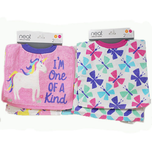 NEAT SOLUTIONS CLOTH PULLOVER BABY BIB 2CT-GIRLS ASST/NI