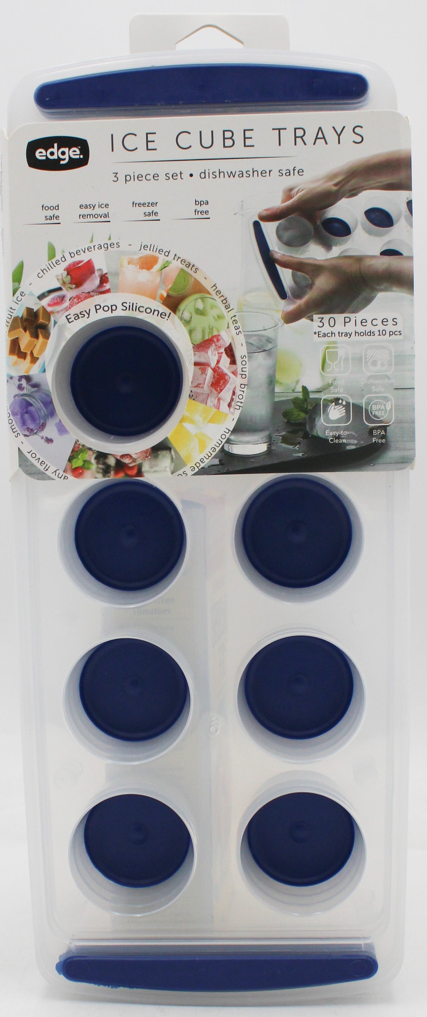 EDGE 3PK JUMBO ROUND POP OUT ICE PACK TRAY.