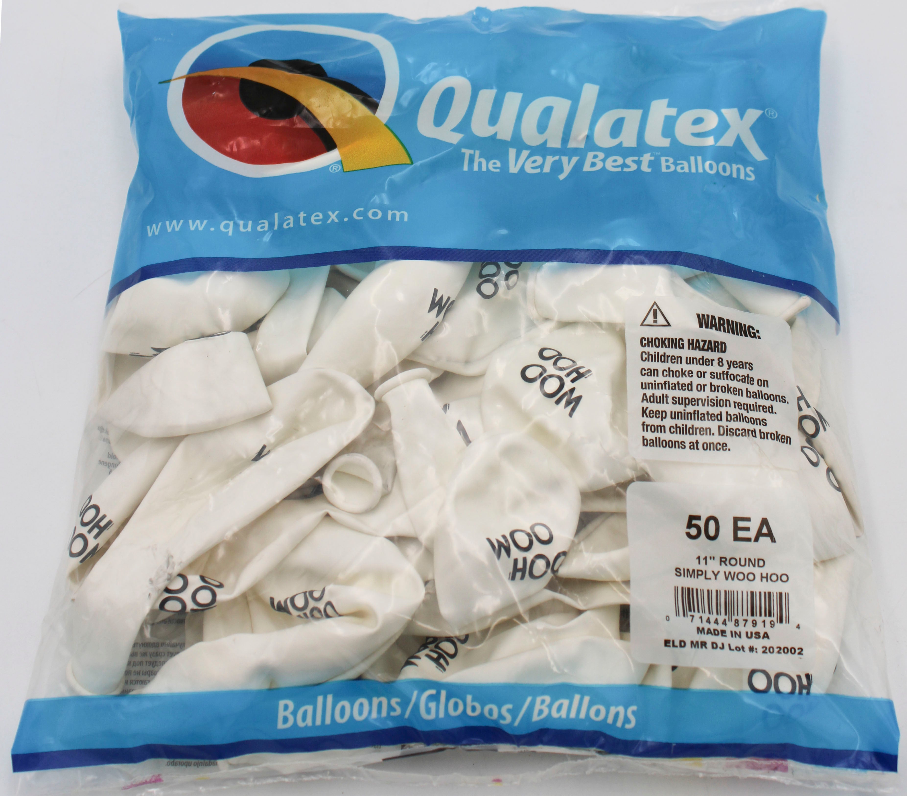 11" ROUND QX LATEX BALLOON WHITE 50CT SIMPLY WOO HOO