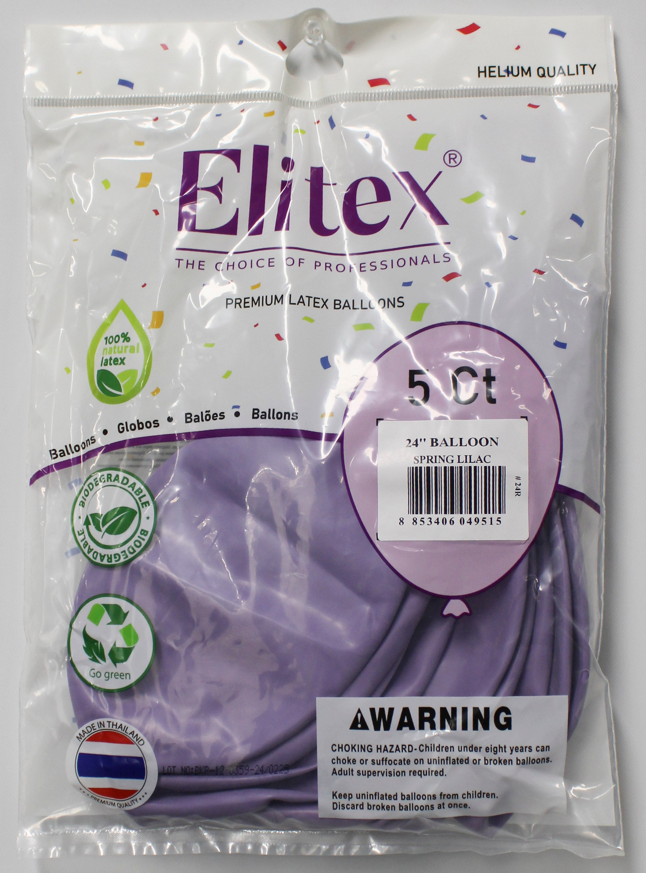 ELITEX 24" PASTEL SPRING LILAC ROUND BALLOON, 5 PACK