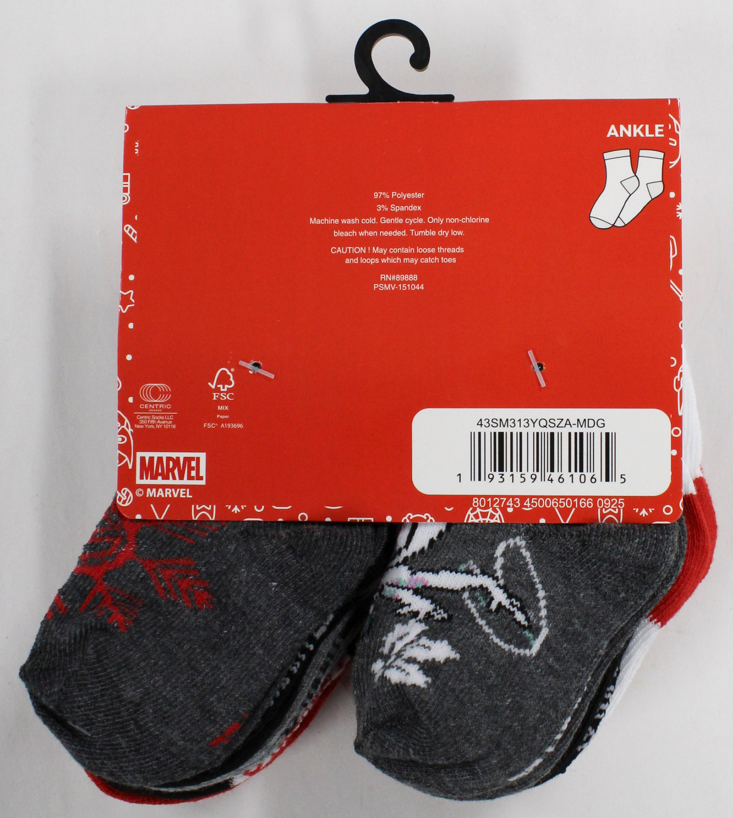 10pk 6-12m SPIDERMAN SPIDERMAS QRT SOCKS C/P 60