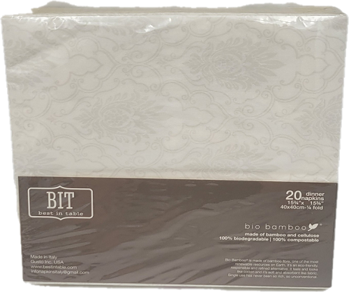 "BEST IN TABLE DINNER NAPKINS BIO BAMBOO 40X40CM 20CT DAMASCO