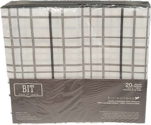 BEST IN TABLE DINNER NAPKINS BIO BAMBOO 40X40CM 20CT GRID BLACK"