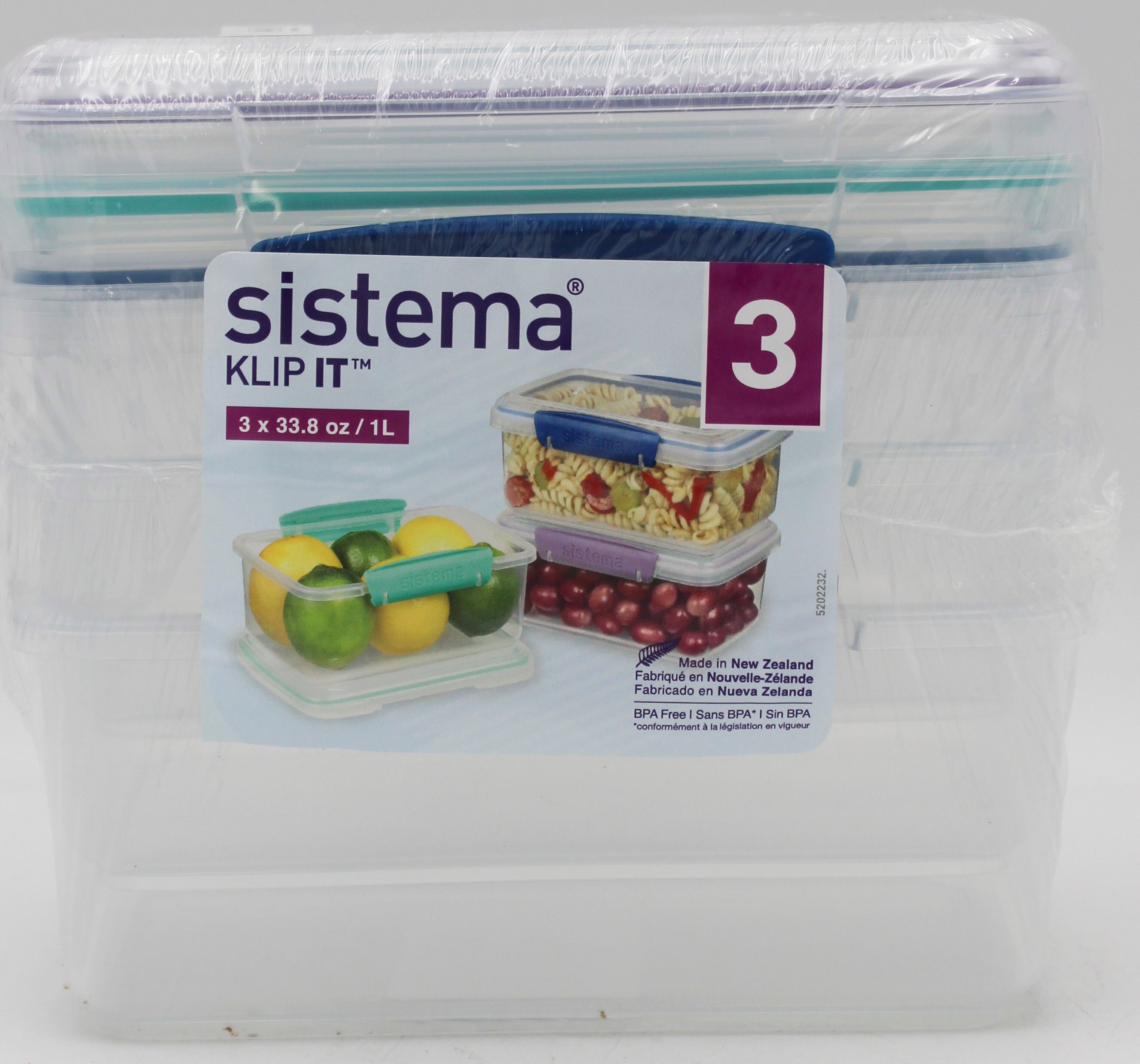 3CT Sistema, Klip It - Food Storage Containers -33.8 Ounce NI