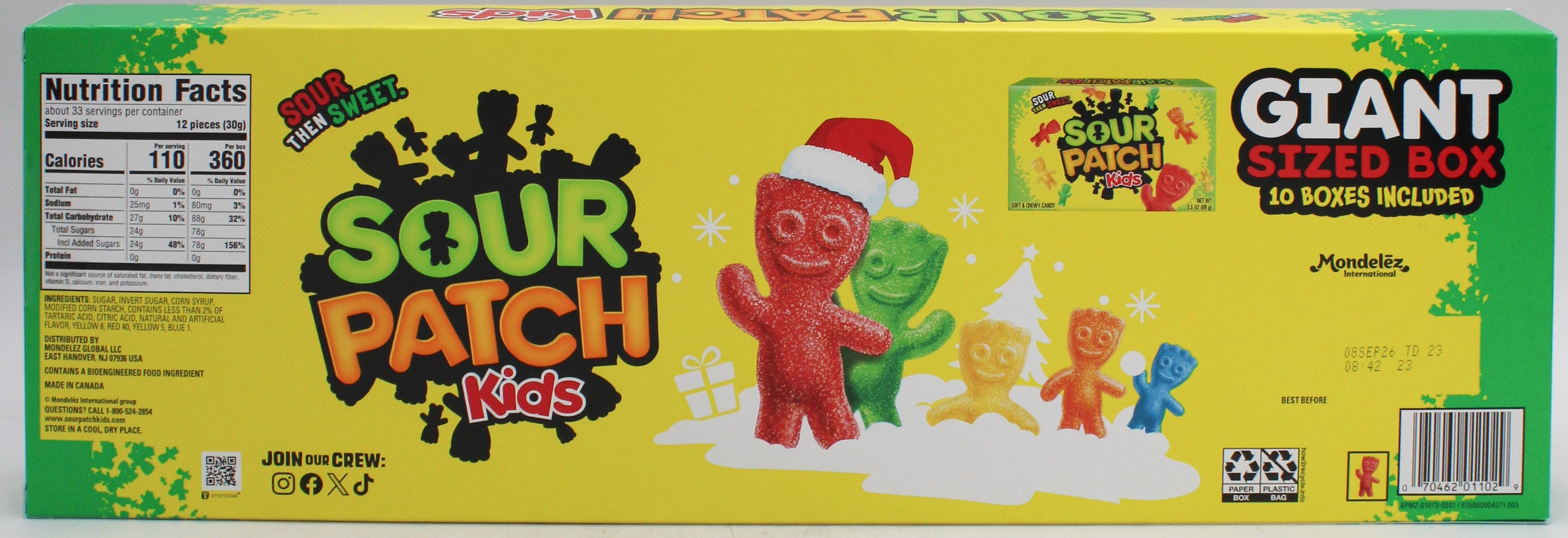 SOUR PATCH KIDS GIANT CANDY BOX 35 Oz BB  8/25/26