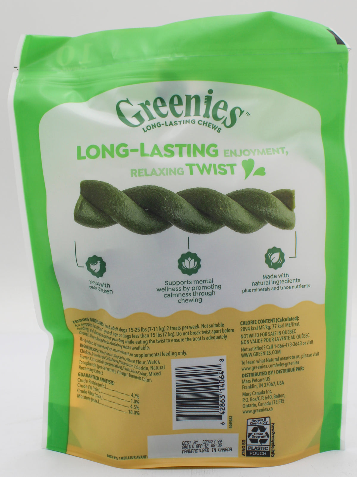 GREENIES OCCUPY TWISTS NATURAL DOG TREATS PETITE SIZE CHICKEN FLAVOR 8.75 OZ. (22 PK) BB 2/4/2027