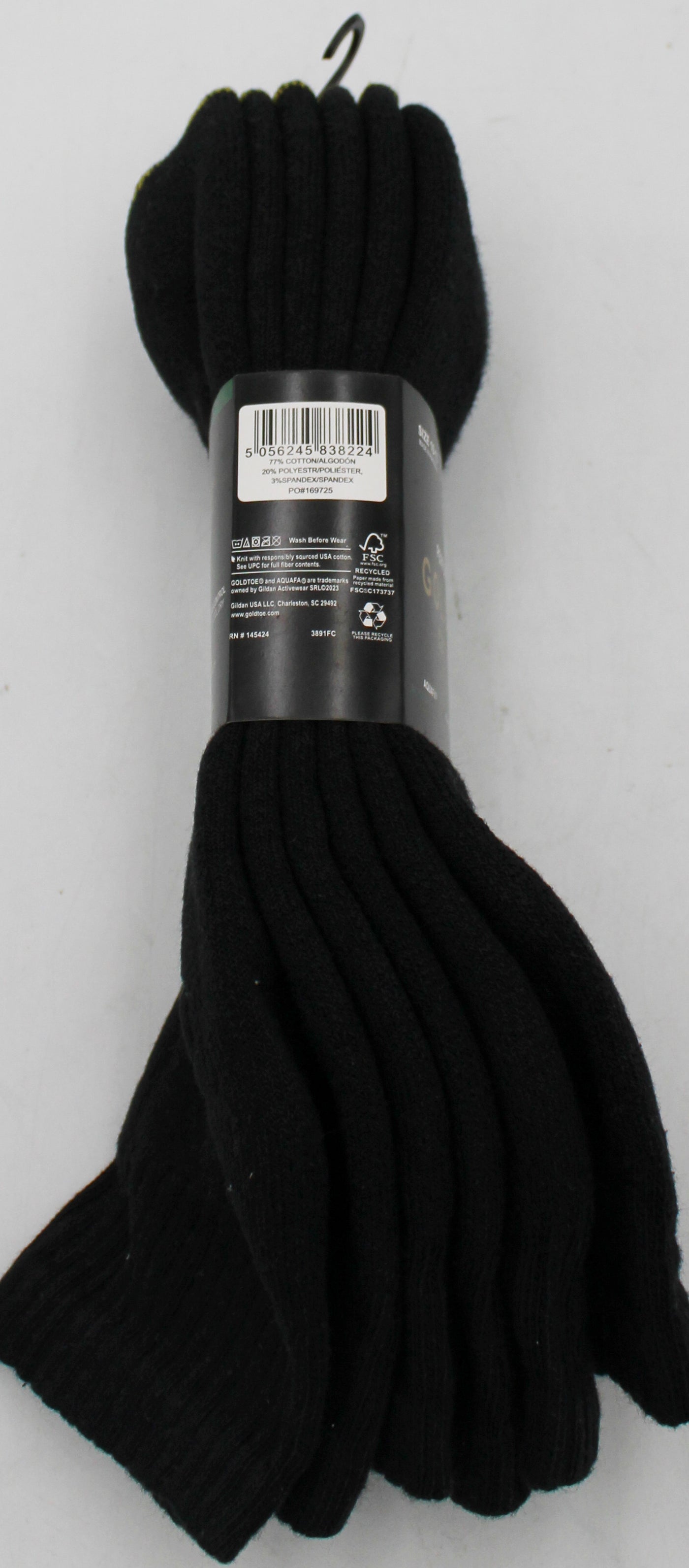 GOLDTOE 3PK MENS ANKLE SOCKS BLACK SZ 10-13 NI