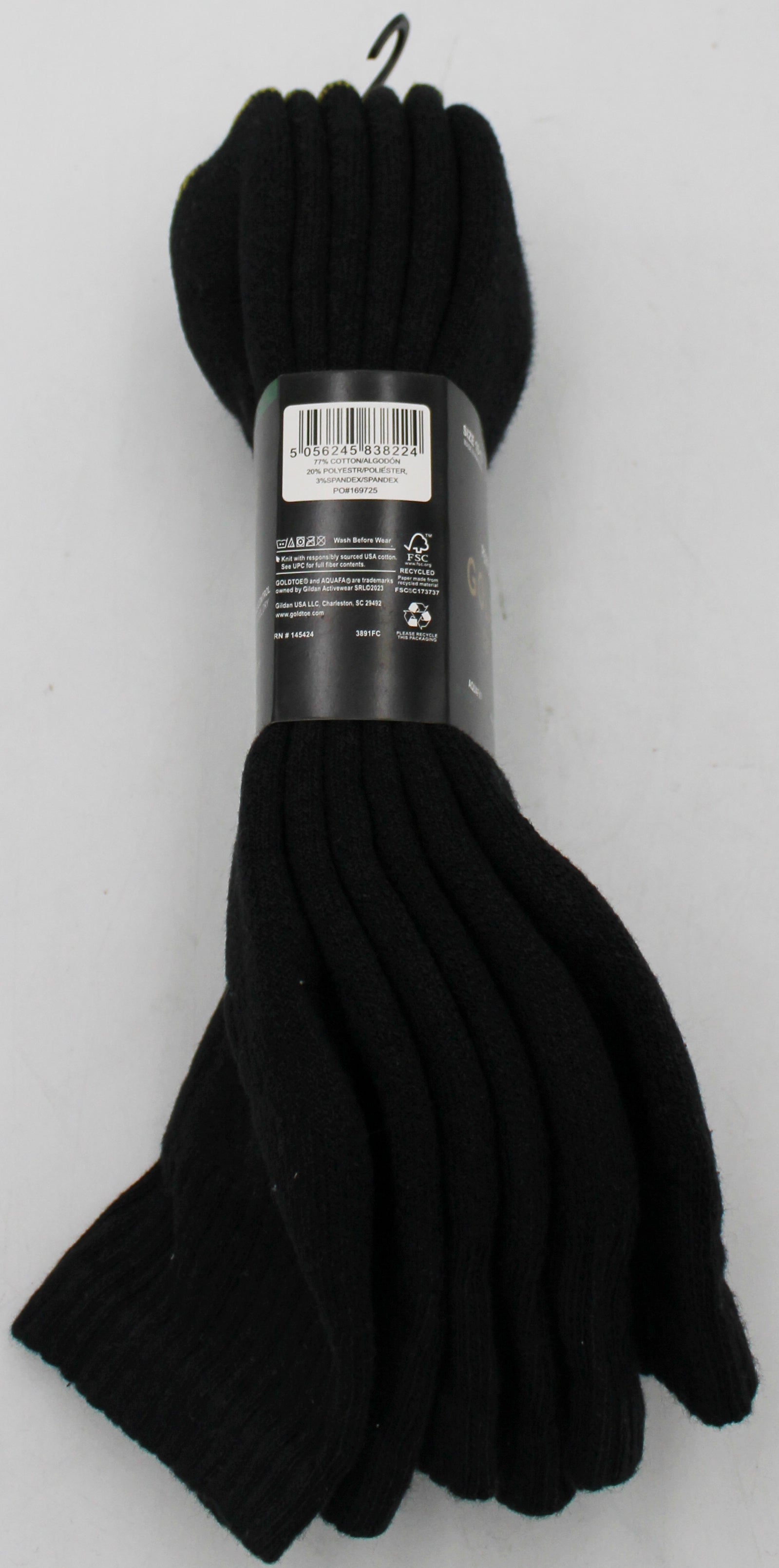 GOLDTOE 3PK MENS ANKLE SOCKS BLACK SZ 10-13 NI