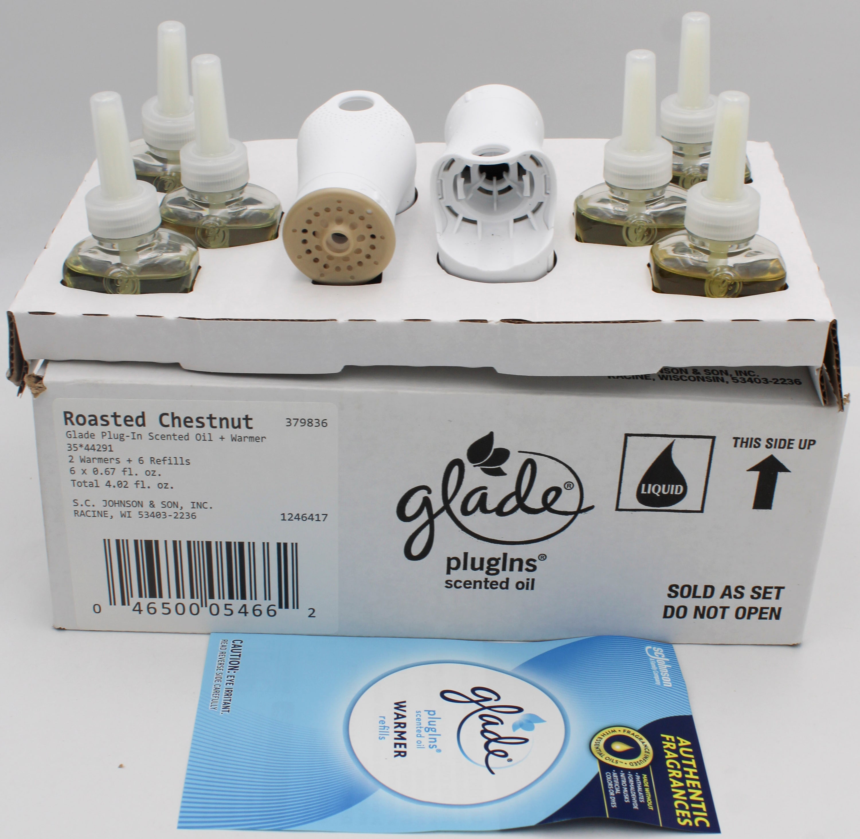 GLADE PLUGINS SCENTED OIL ROASTED CHESTNUT 2 WARMERS + 6 REFILLS 0.67floz US