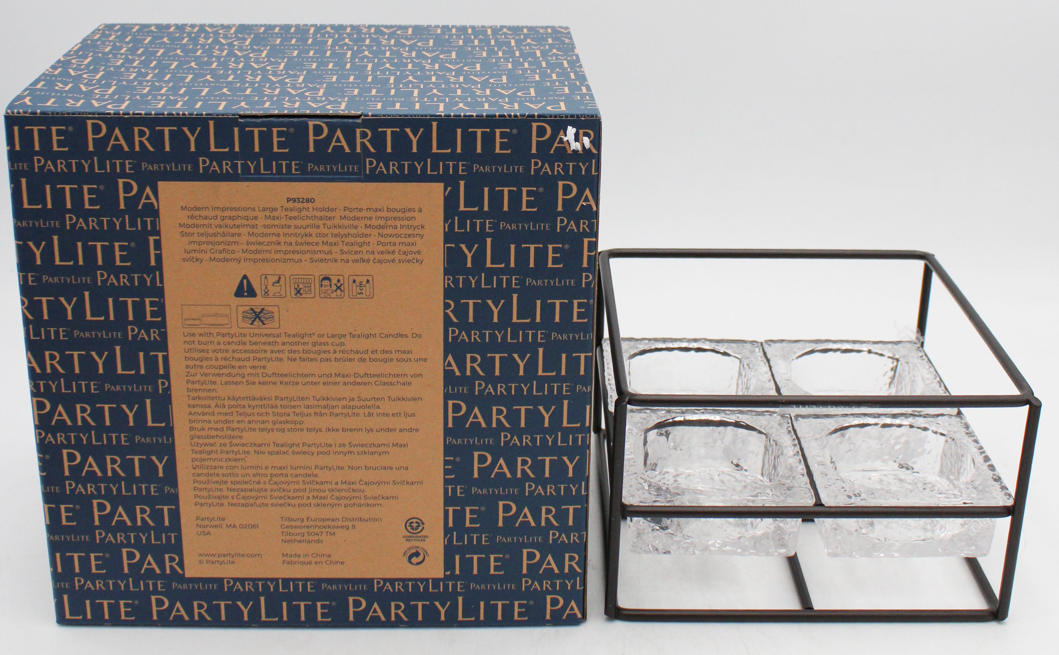 PARTYLITE MODERN IMPRESSIONS LARGE TEALIGHT HOLDER 7"W x 7"H