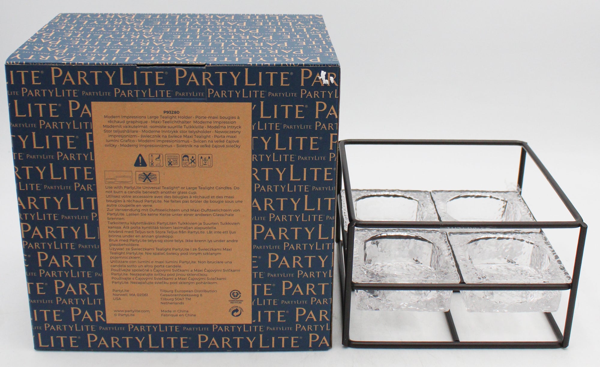 PARTYLITE MODERN IMPRESSIONS LARGE TEALIGHT HOLDER 7"W x 7"H