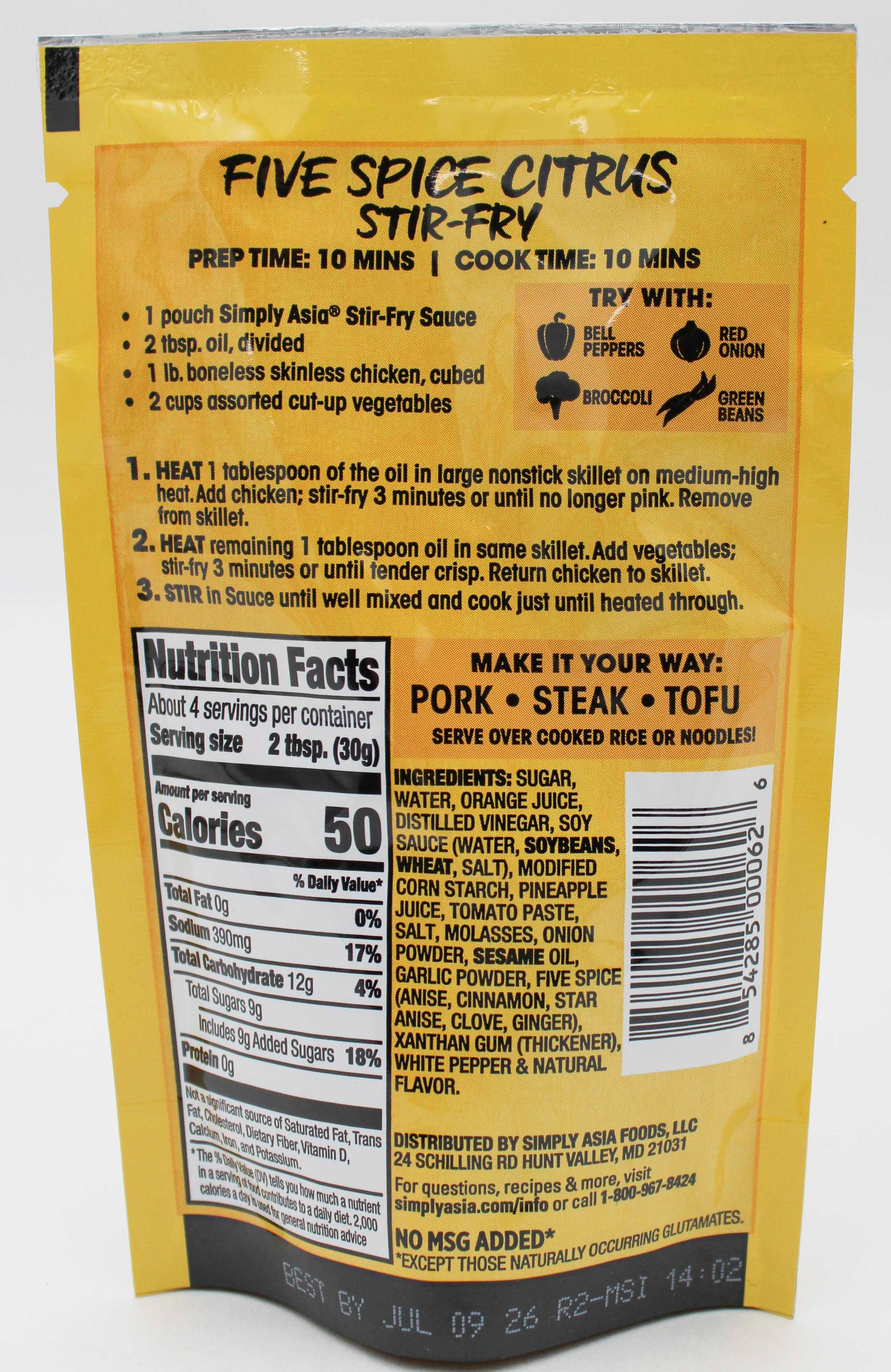 SIMPLY ASIA FIVE SPICE CITRUS STIRFRY SAUCE 4.22 Oz BB 7/8/26