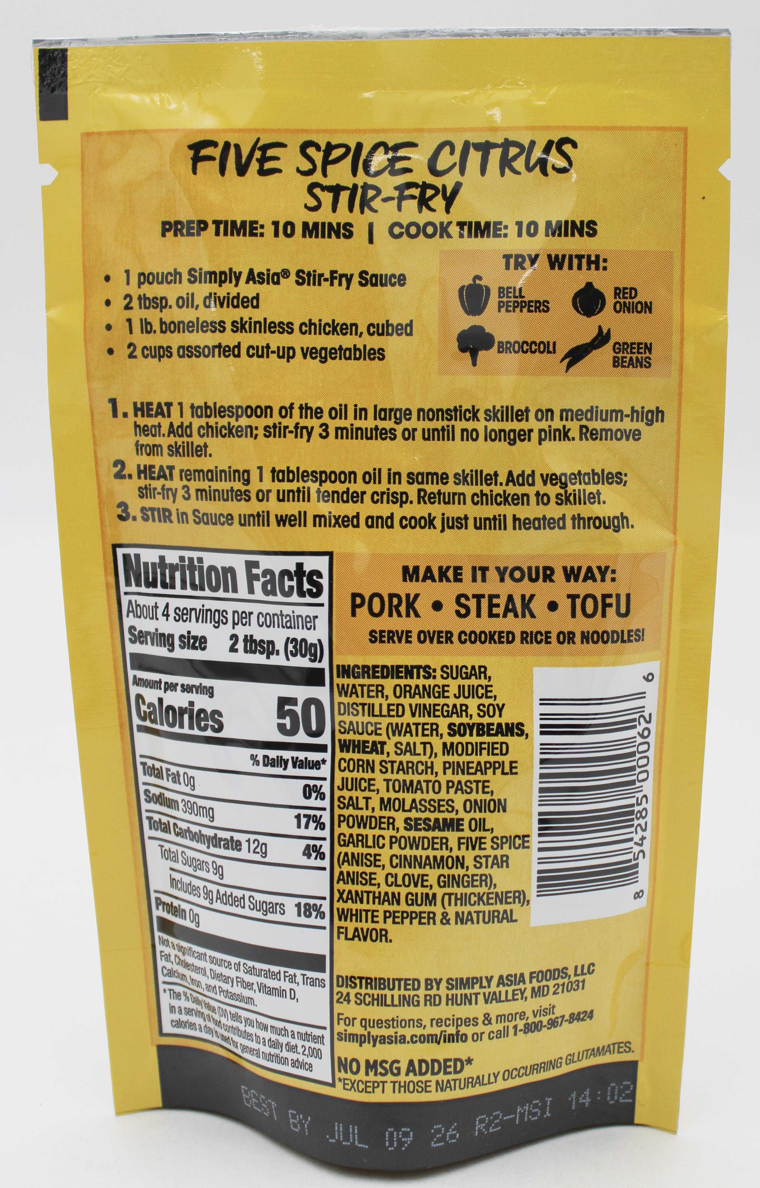 SIMPLY ASIA FIVE SPICE CITRUS STIRFRY SAUCE 4.22 Oz BB 7/8/26