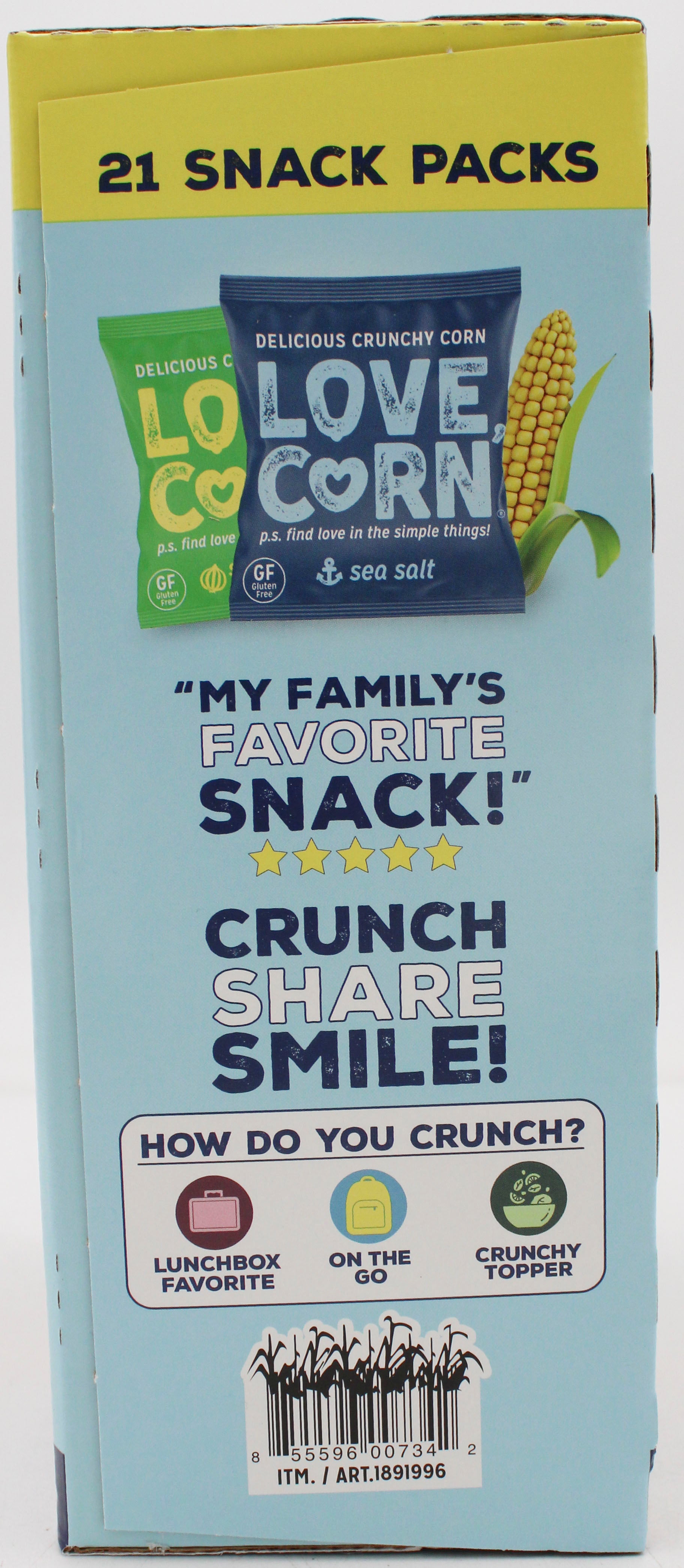 LOVE CORN 21 CT VARIETY PACK SEA SALT & SOUR CREAM ONION  BB 4/1/26