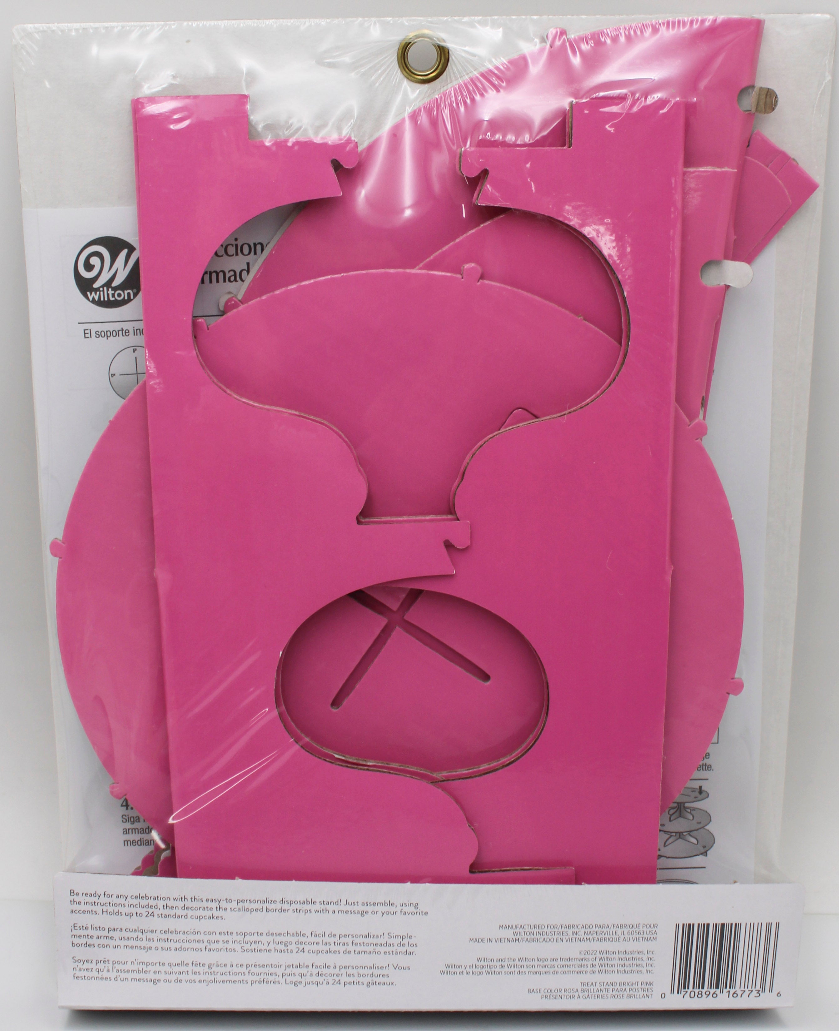 10.5 INCH WILTON 3 TIER TREAT STAND - PINK