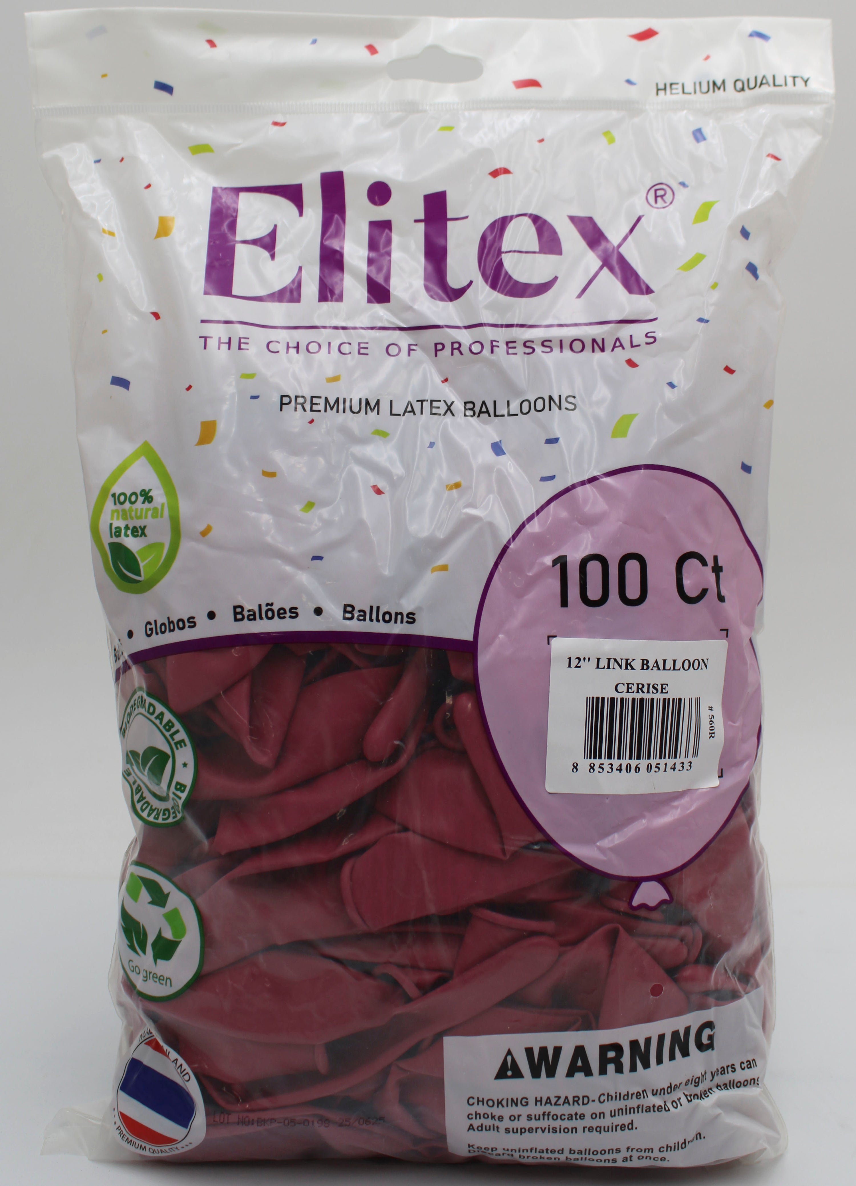ELITEX 12" PASTEL CERISE LINK BALLOON, 100 PACK