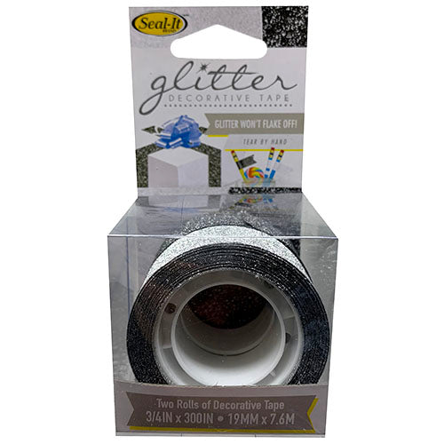 GLITTR TAPE 3/4x300"/2PK-CHRCL/SLVR.