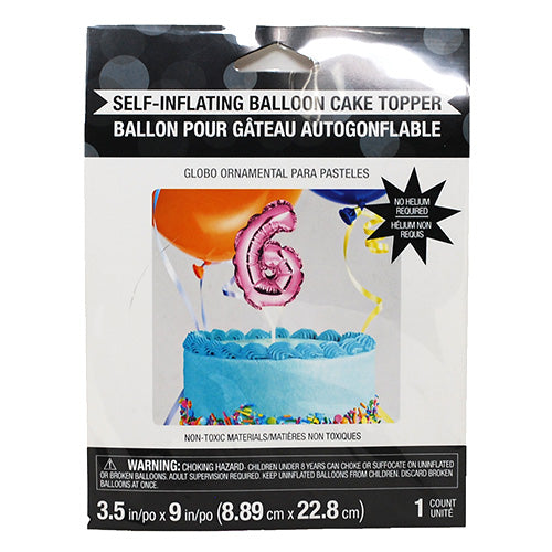 SELF INFLATING BALLOON CAKE TOPPER #6-PINK