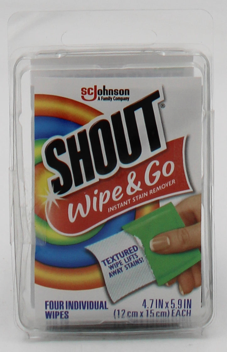 SP SHOUT WIPES & GO 4CT 4.7X5.9"  STAIN REMOVER