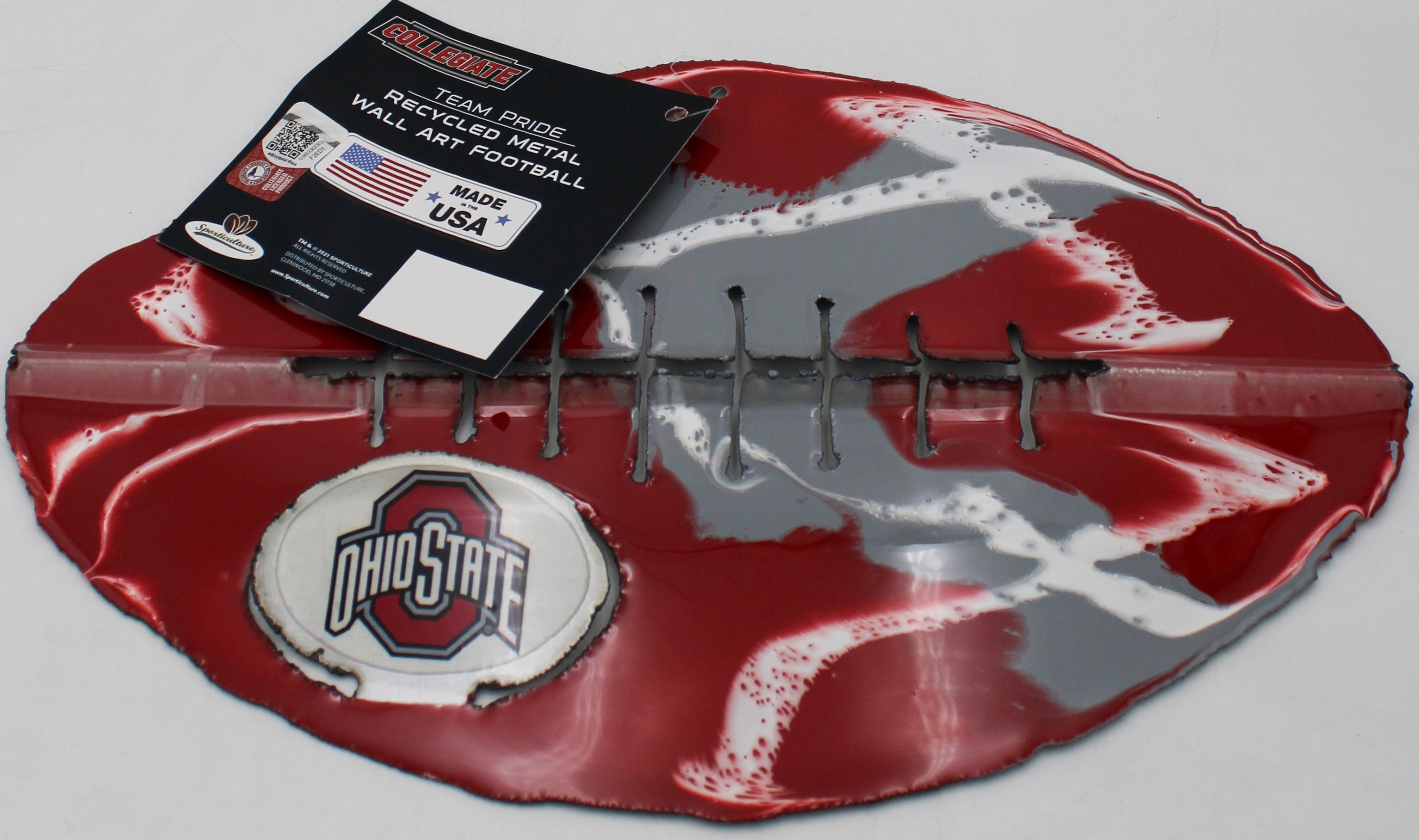 NCAA OHIO STATE BUCKEYES METAL FOOTBALL ART