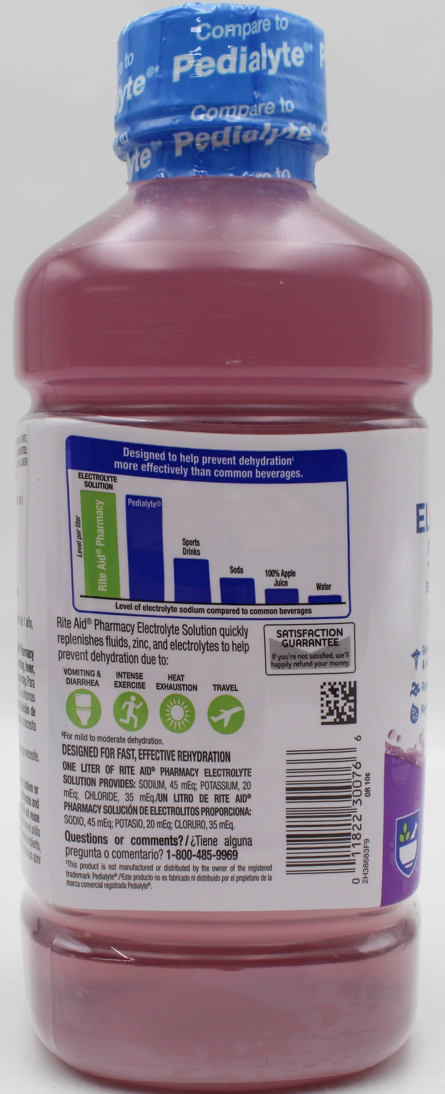 RITE AID ELECTROLYTE SOLUTION GRAPE 33.8floz EXP 2/18/2027 COMPARES TO Pediatlye
