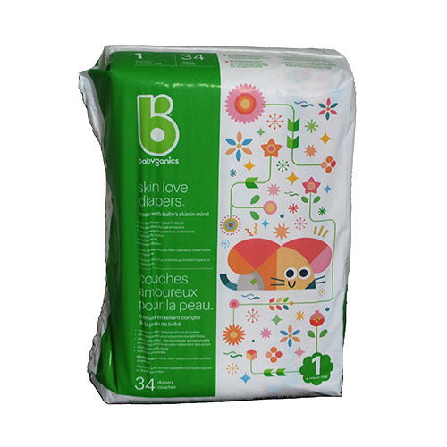 BABYGANICS DIAPERS SIZE 1 BAG - 34CT CA