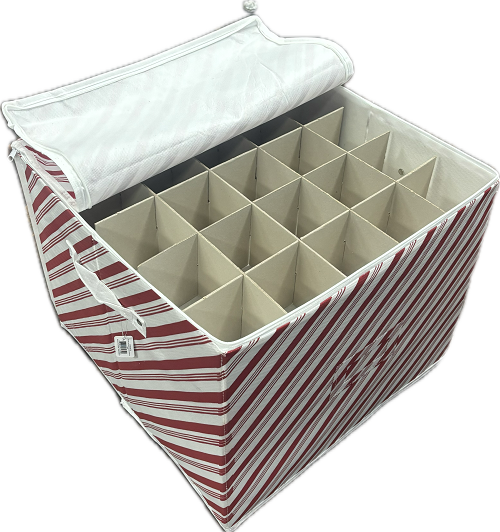 HOLIDAY CANDY STRIPE PRINT ORNAMENT STORAGE LARGE