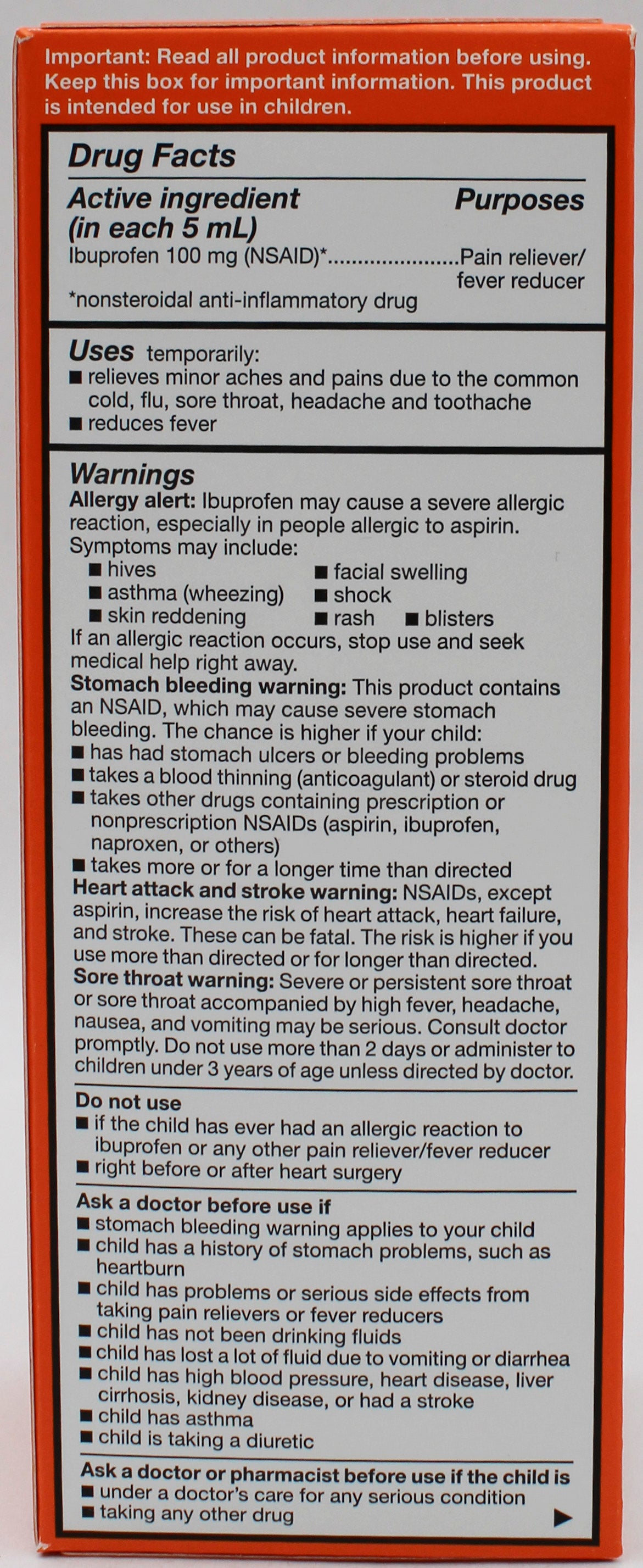 RITE AID CHILDREN'S IBUPROFEN PAIN RELIEVER BERRY 8oz EXP 12/31/2026 COMPARES TO Motrin