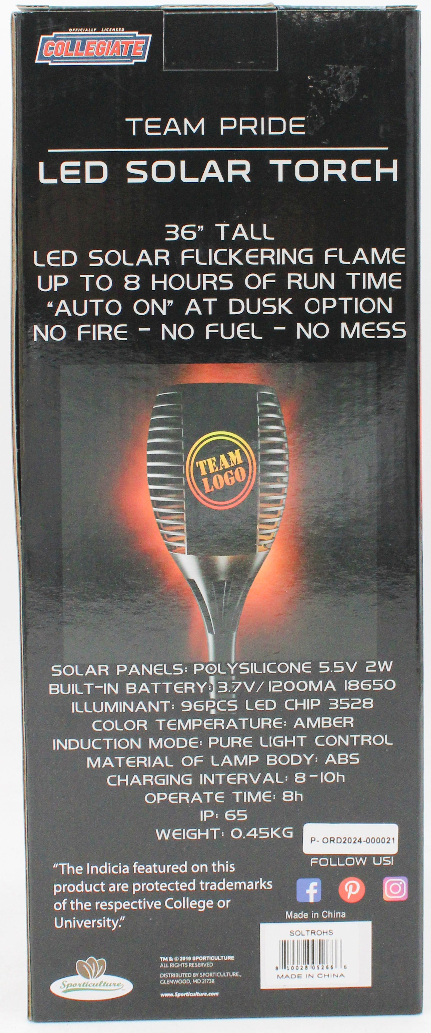 OHIO STATE BUCKEYES LED SOLAR TORCH  36"