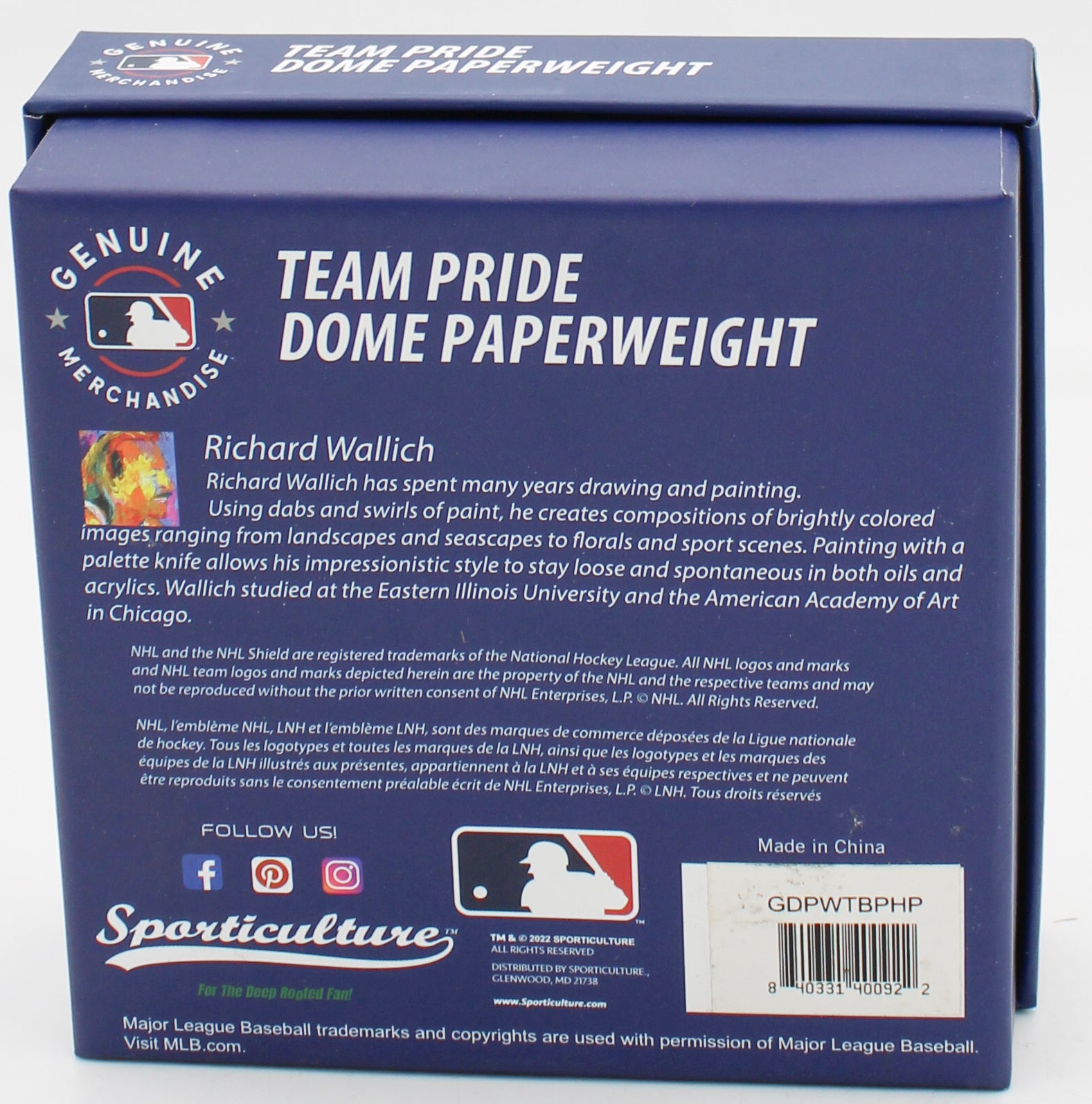 PHILADELPHIA PHILLIES GLASS DOME PAPERWEIGHT 4"