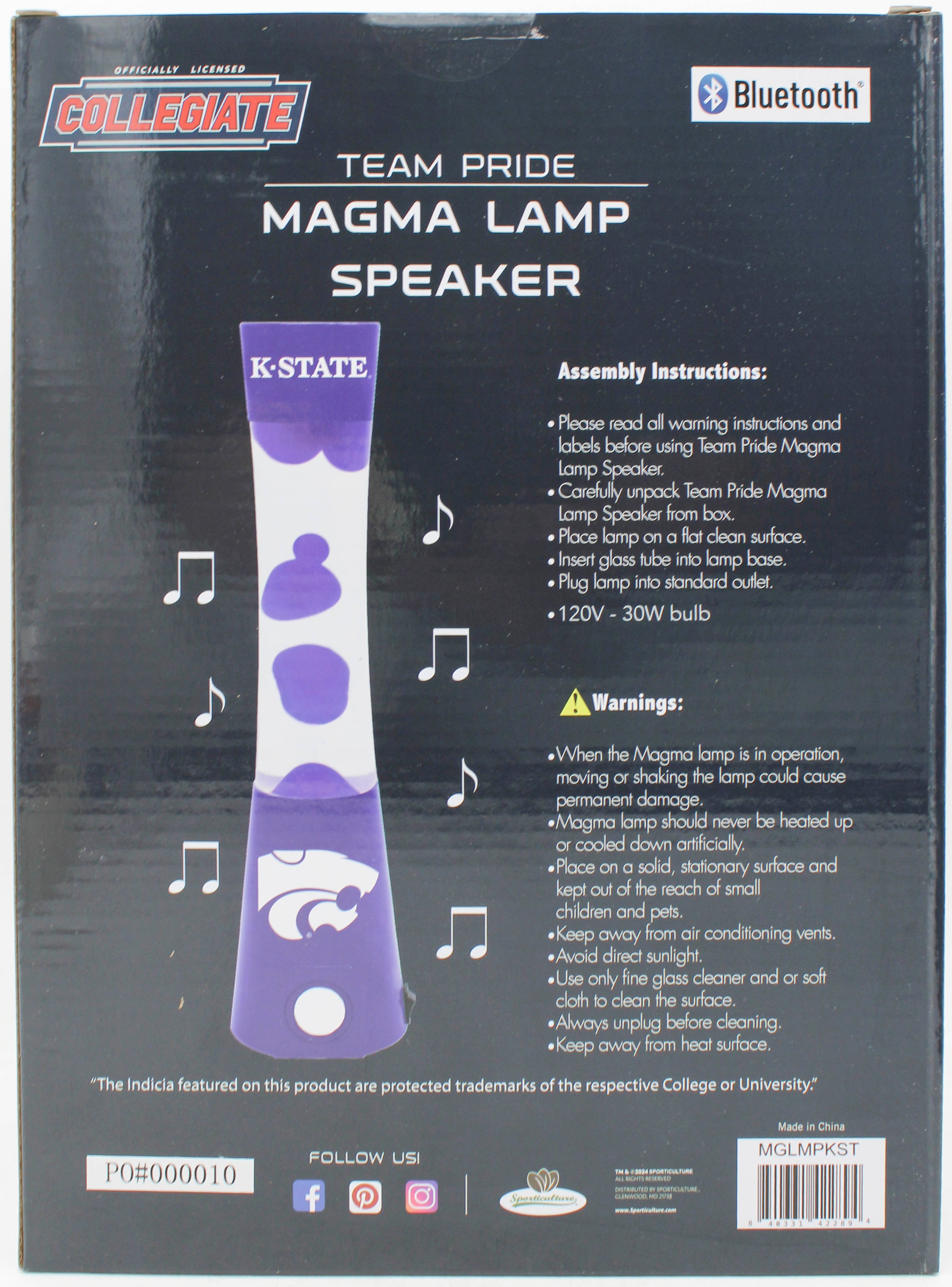 NCAA KANSAS STATE LAVA LAMP SPEAKER 16.5"