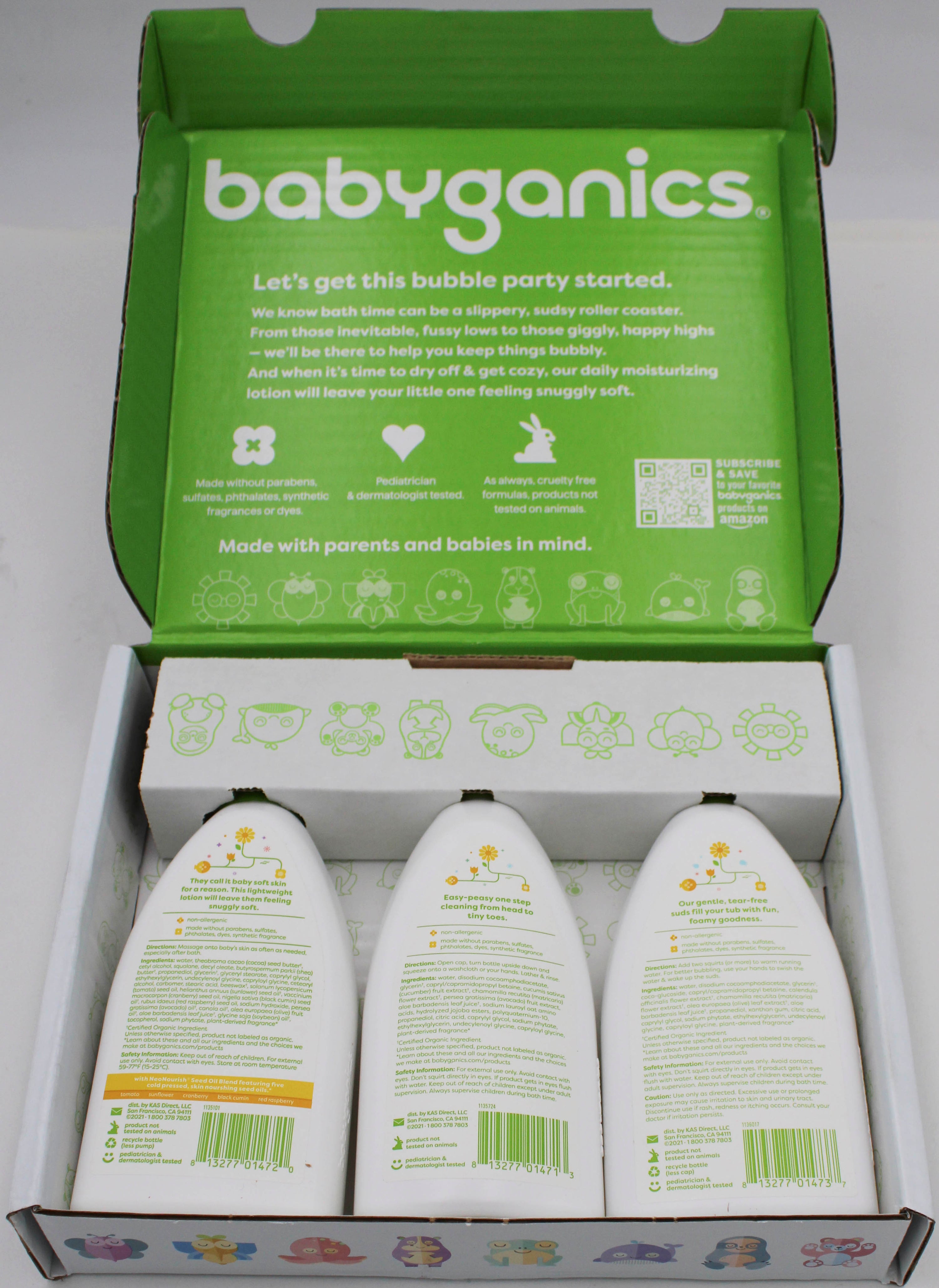 BABYGANICS BATH TIME GIFT SET SHAMPOO 7oz/ BUBBLE BATH 9oz/ LOTION 9oz US