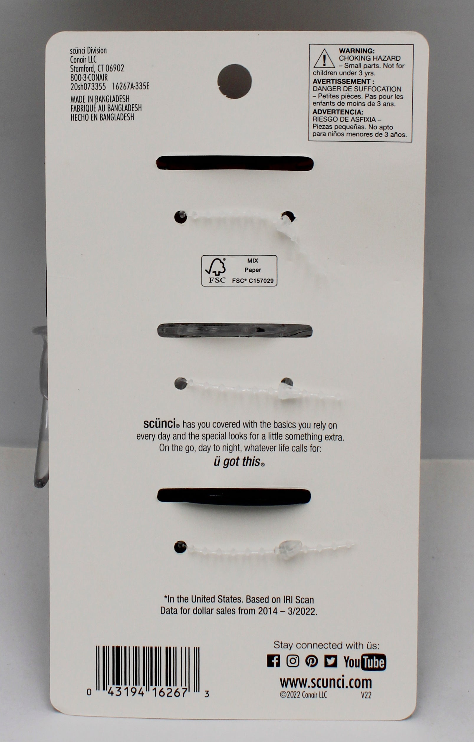 CONAIR JAW CLIPS 3ct NI