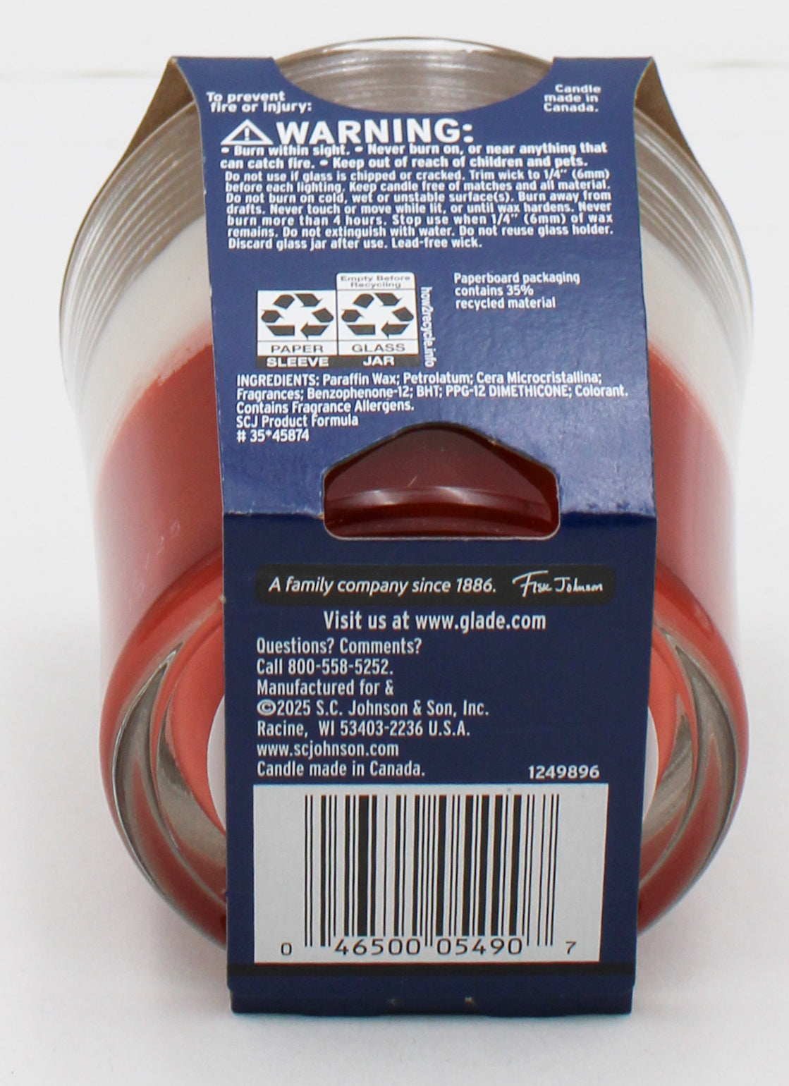 GLADE 2 IN 1 CANDLE SHEER VANILLA EMBRACE/APPLE CINNAMON 4.08oz US