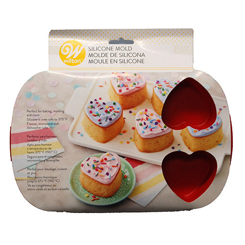 WILTON TREAT SILICONE MOLD RED HEARTS 6 CAV
