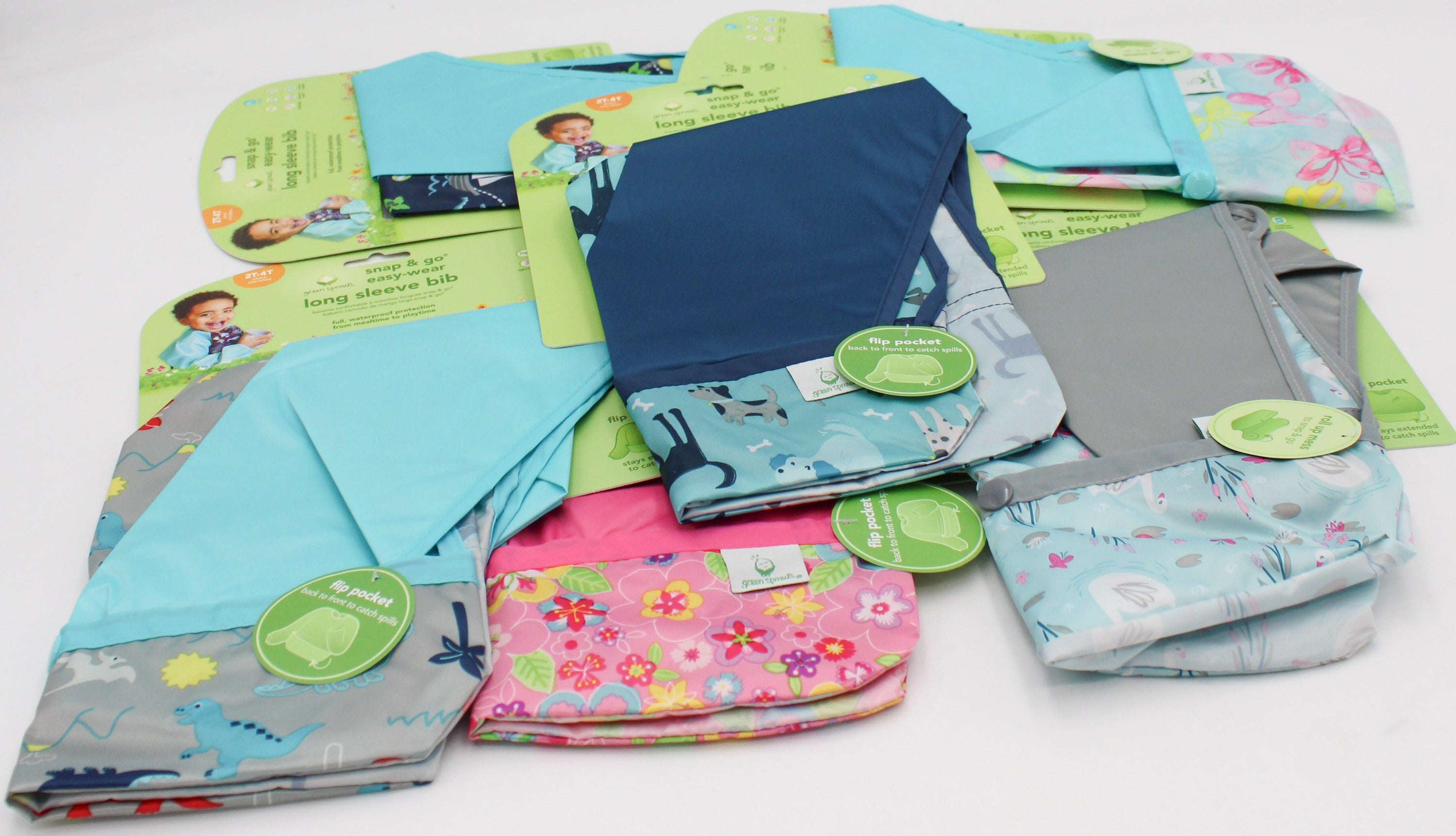 O2COOL SNAP & GO EASY WEAR LONG SLEEVE BIB - ASSORTED - 2T-4T NI