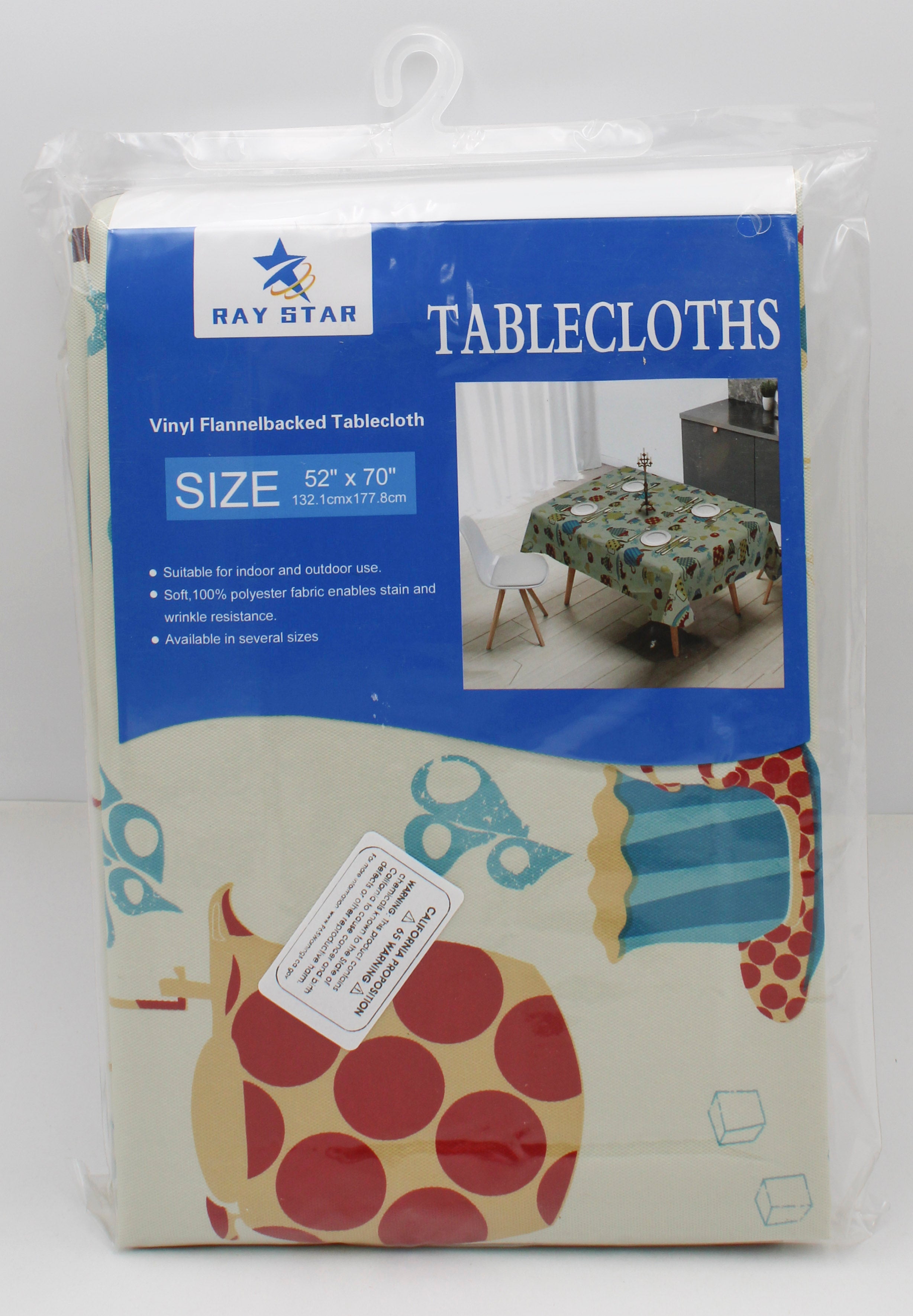 52x70" PRINTED VINYL TABLECLOTH